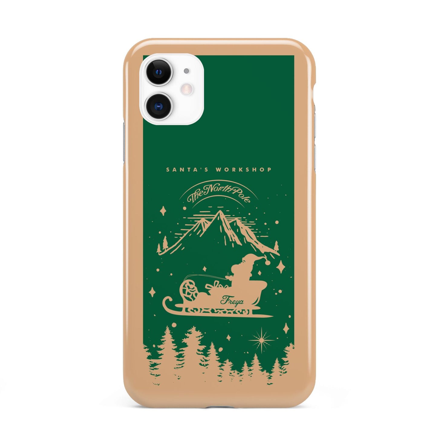 Green Personalised Santas Sleigh iPhone 11 3D Tough Case