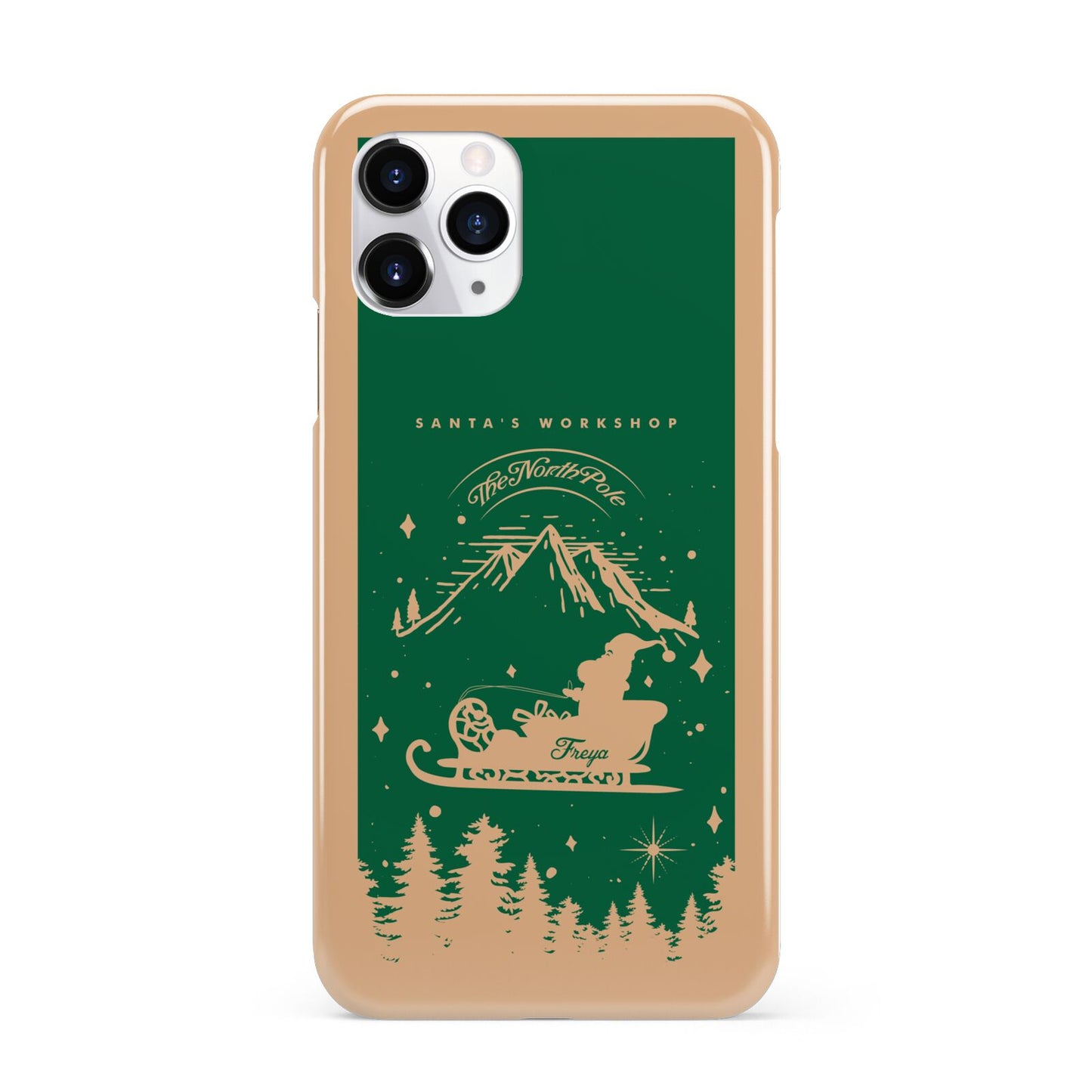 Green Personalised Santas Sleigh iPhone 11 Pro 3D Snap Case