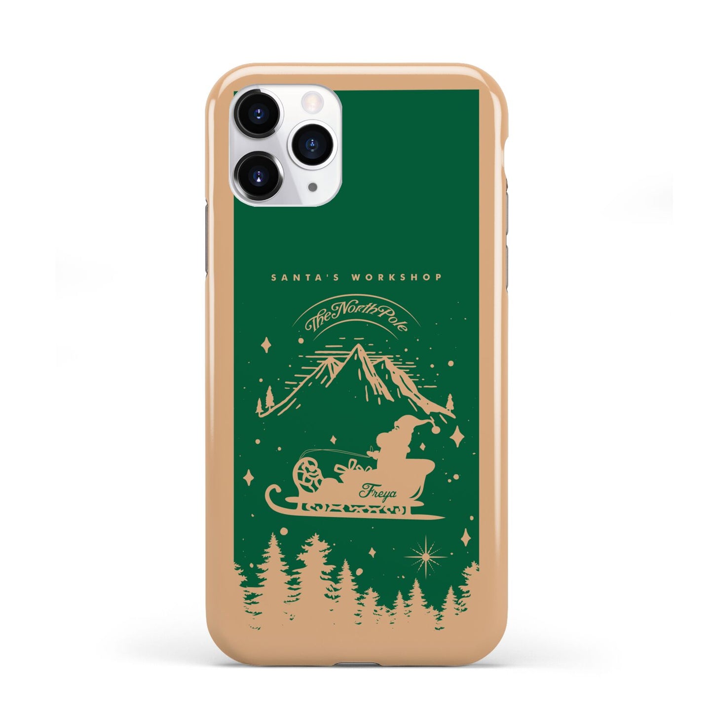 Green Personalised Santas Sleigh iPhone 11 Pro 3D Tough Case