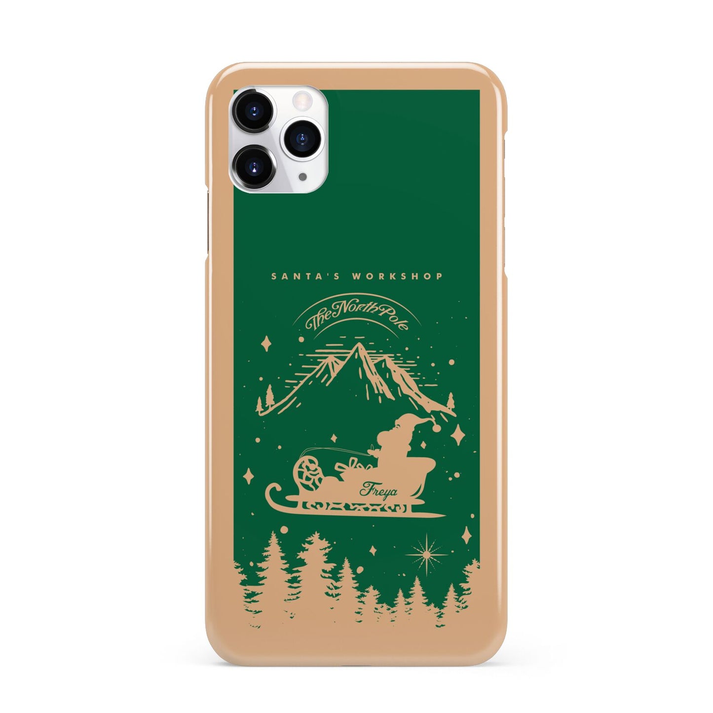 Green Personalised Santas Sleigh iPhone 11 Pro Max 3D Snap Case