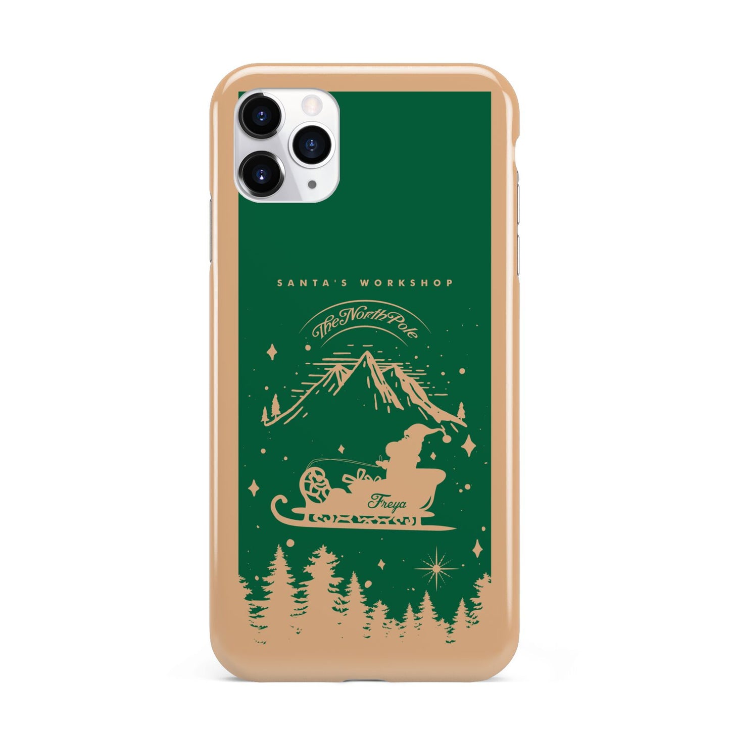 Green Personalised Santas Sleigh iPhone 11 Pro Max 3D Tough Case