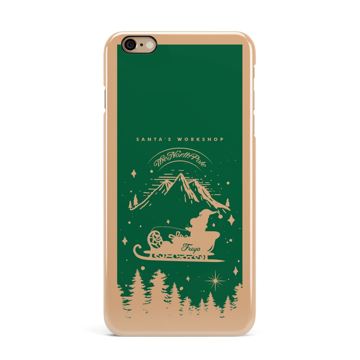 Green Personalised Santas Sleigh iPhone 6 Plus 3D Snap Case on Gold Phone