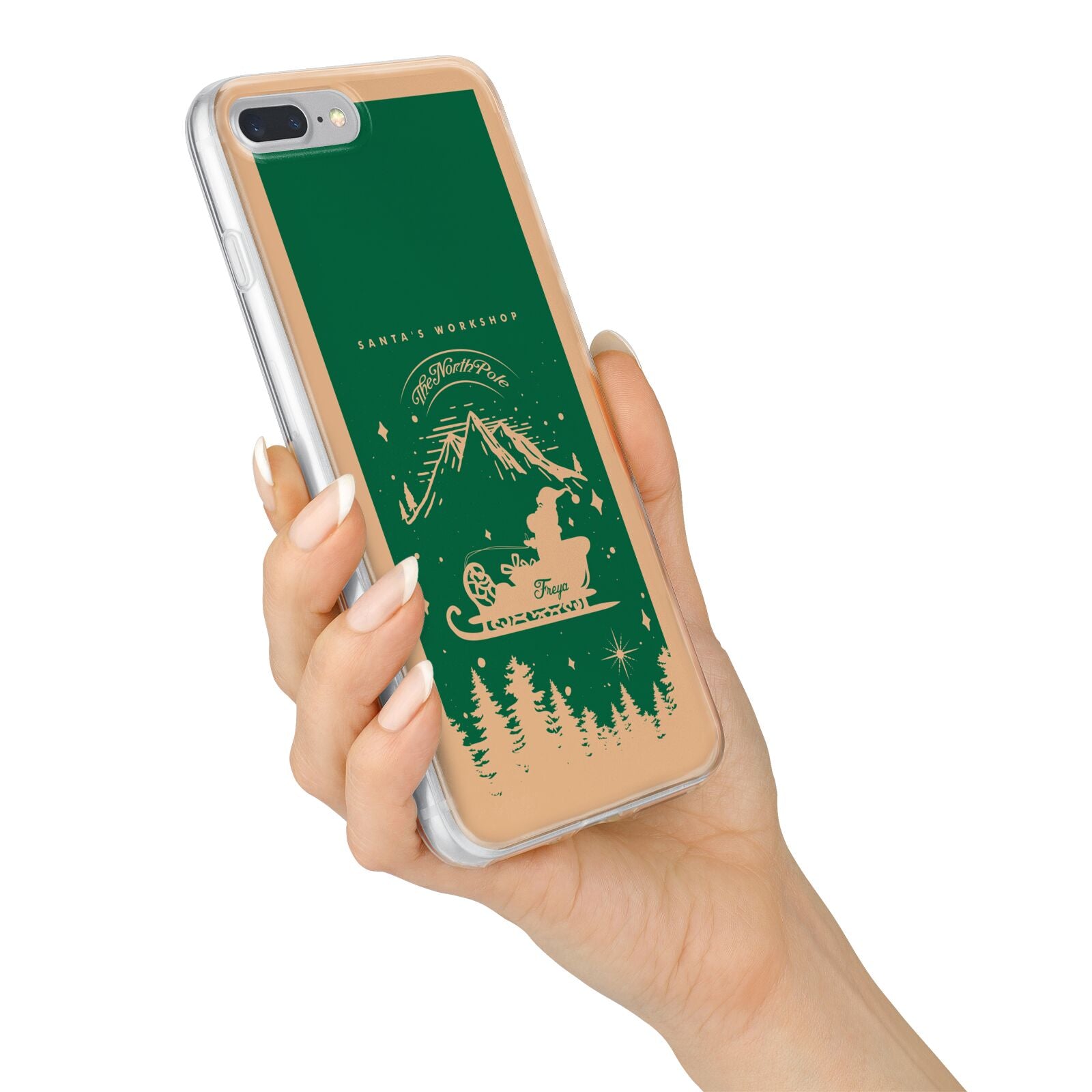 Green Personalised Santas Sleigh iPhone 7 Plus Bumper Case on Silver iPhone Alternative Image