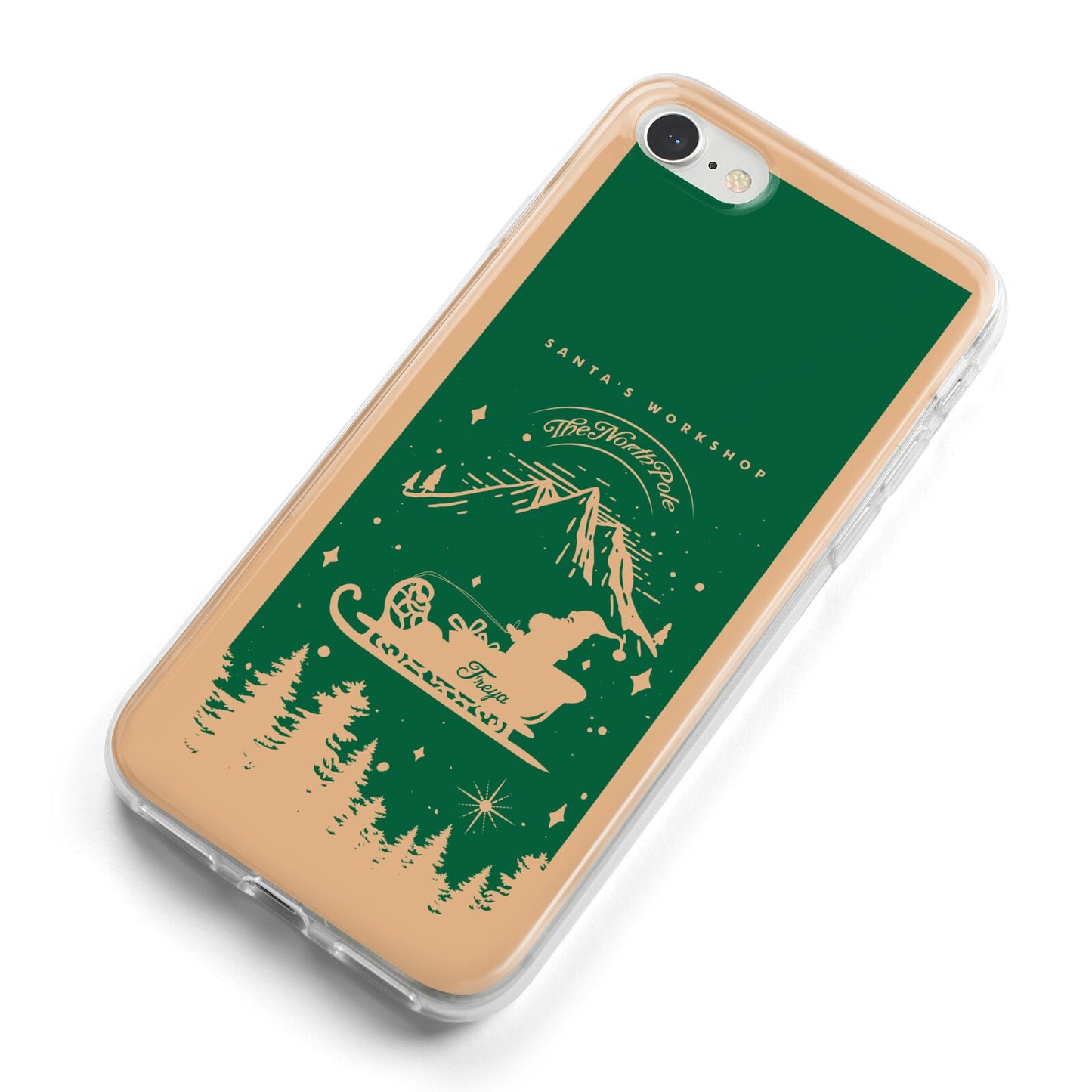 Green Personalised Santas Sleigh iPhone 8 Bumper Case on Silver iPhone Alternative Image