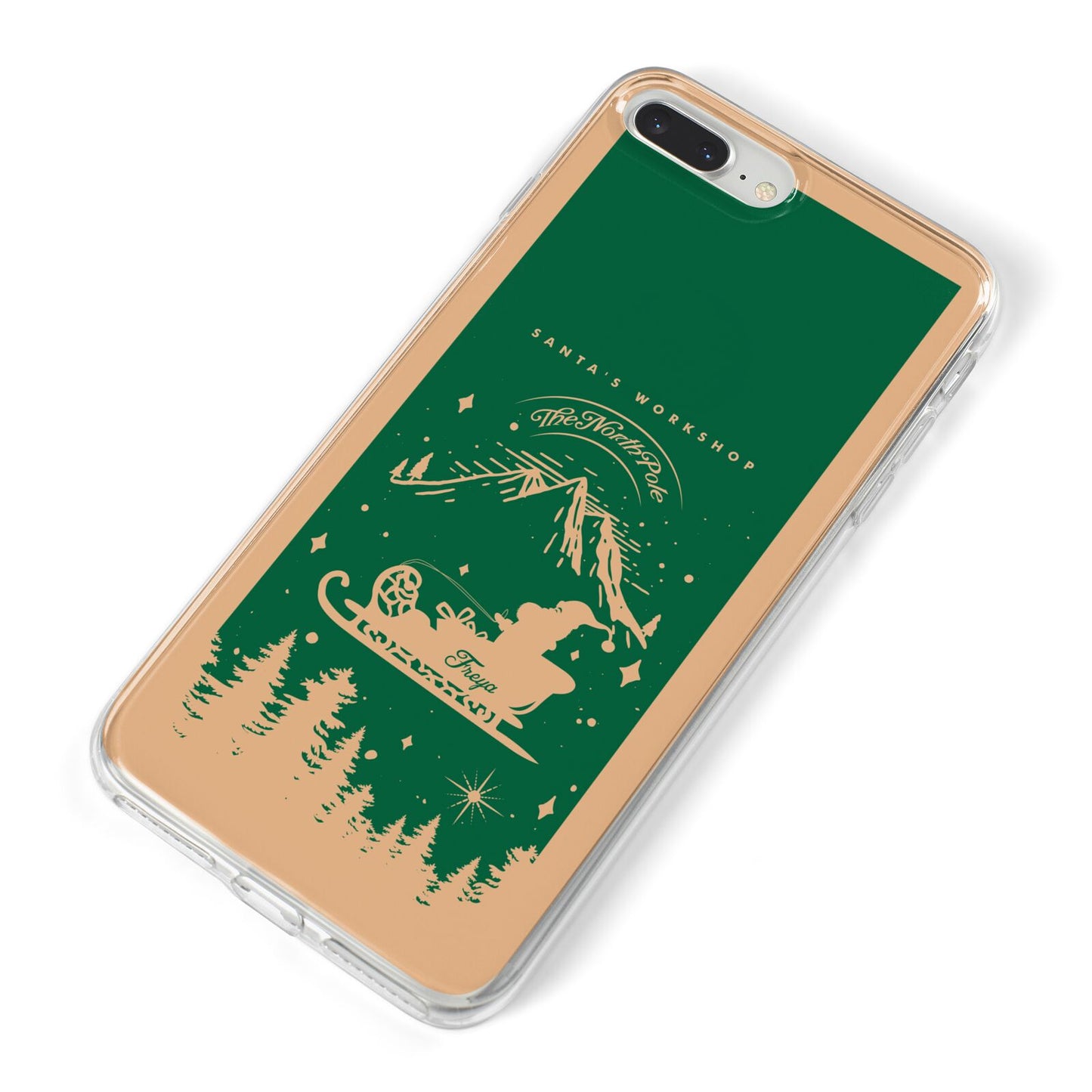 Green Personalised Santas Sleigh iPhone 8 Plus Bumper Case on Silver iPhone Alternative Image