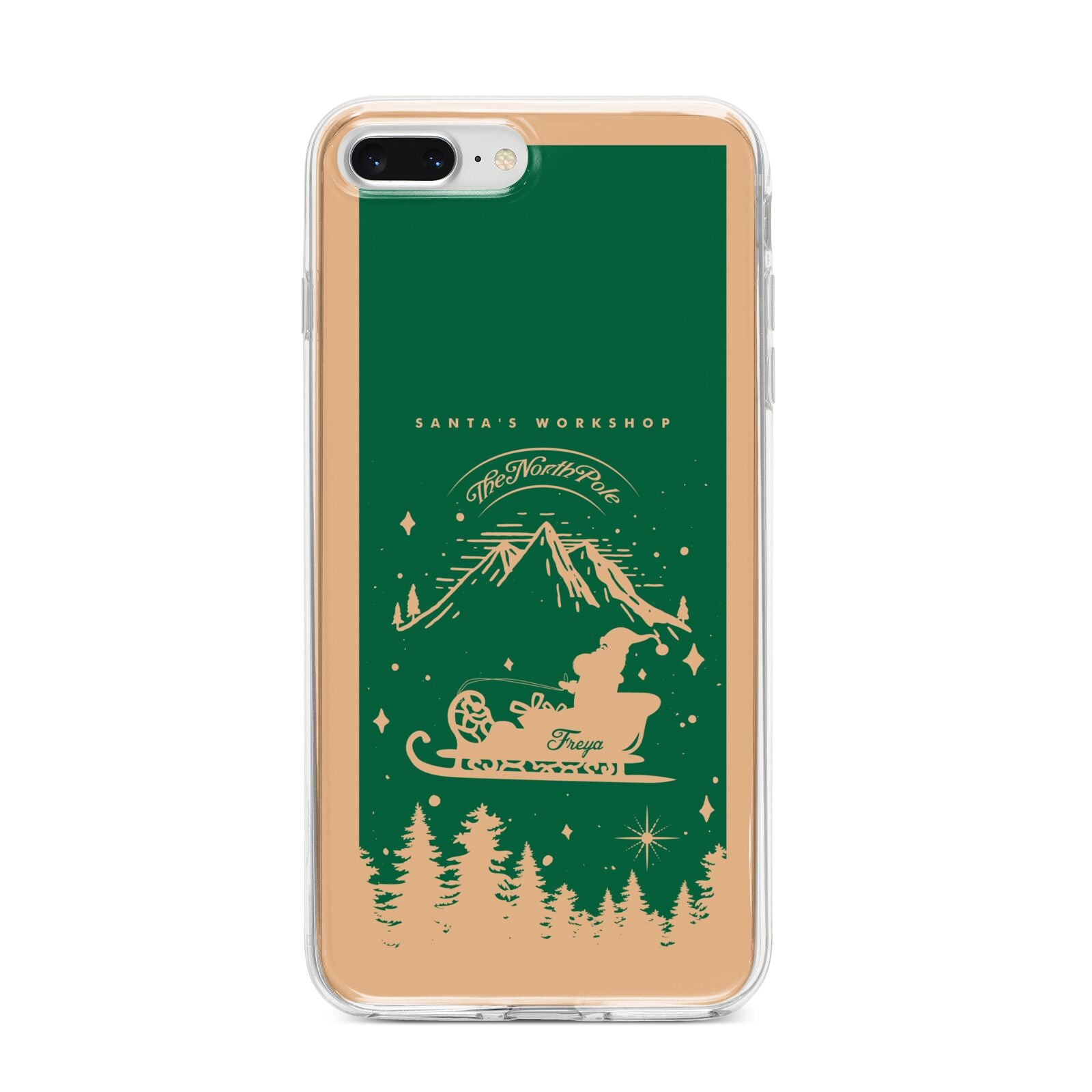 Green Personalised Santas Sleigh iPhone 8 Plus Bumper Case on Silver iPhone