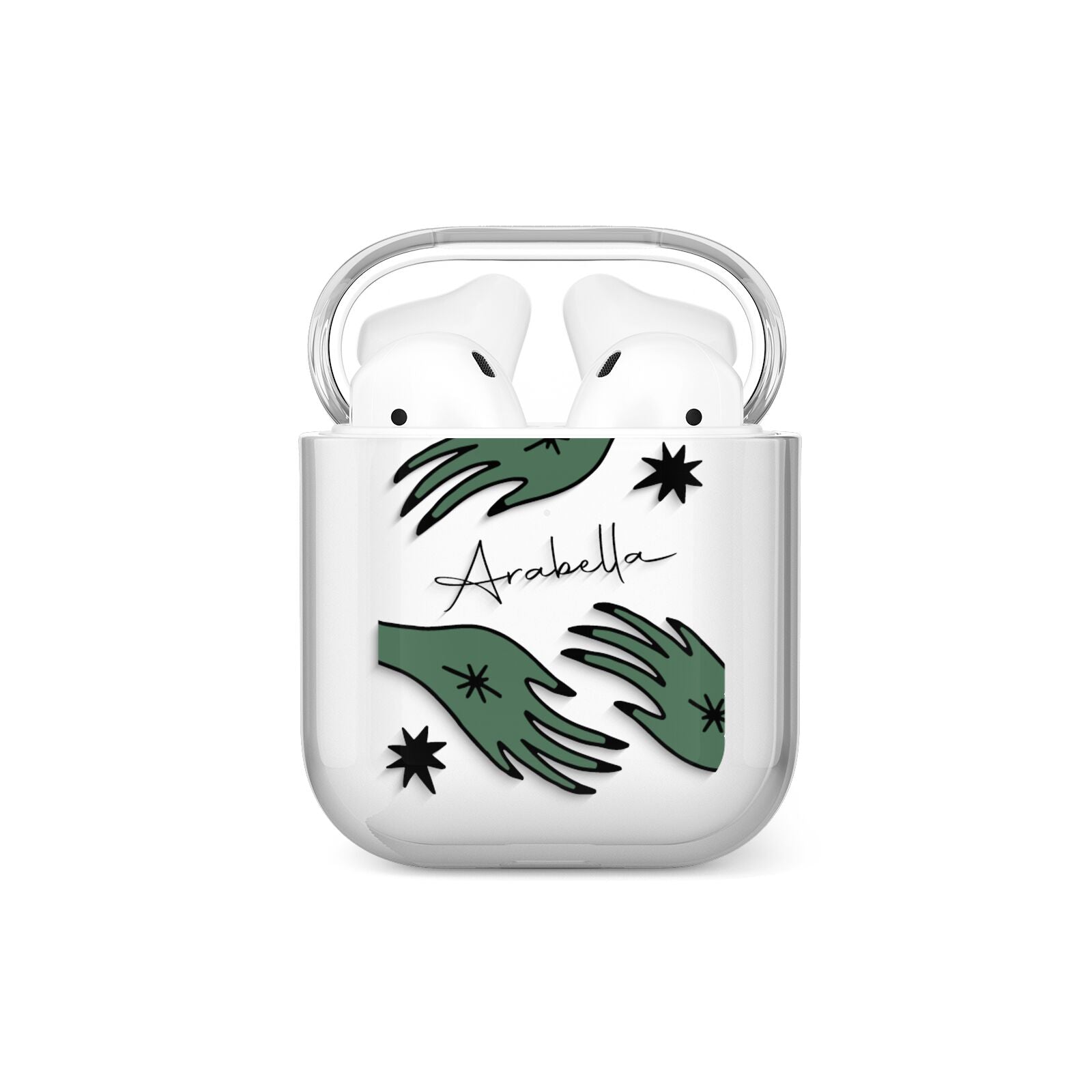 Green Star Hands Personalised AirPods Case