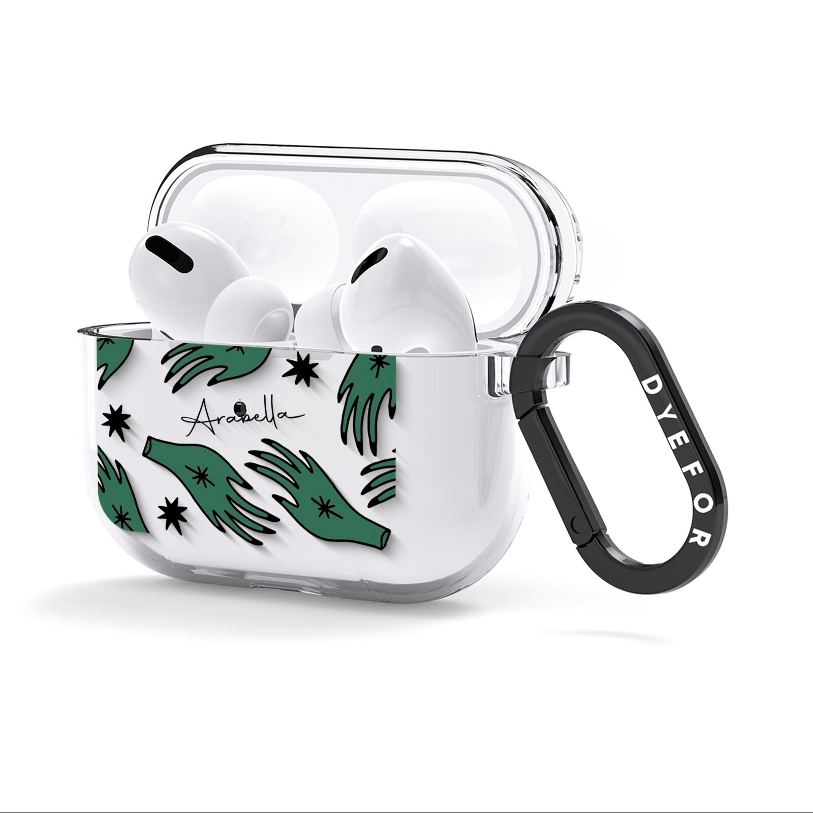 Green Star Hands Personalised AirPods Clear Case 3rd Gen Side Image