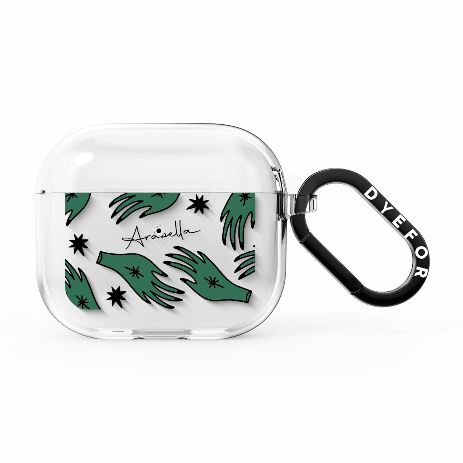 Green Star Hands Personalised AirPods Clear Case 3rd Gen