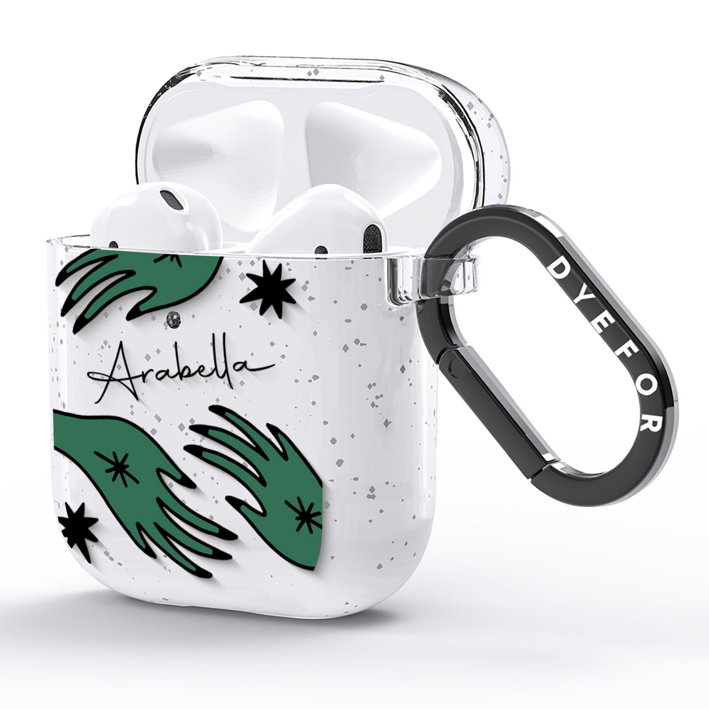Green Star Hands Personalised AirPods Glitter Case Side Image