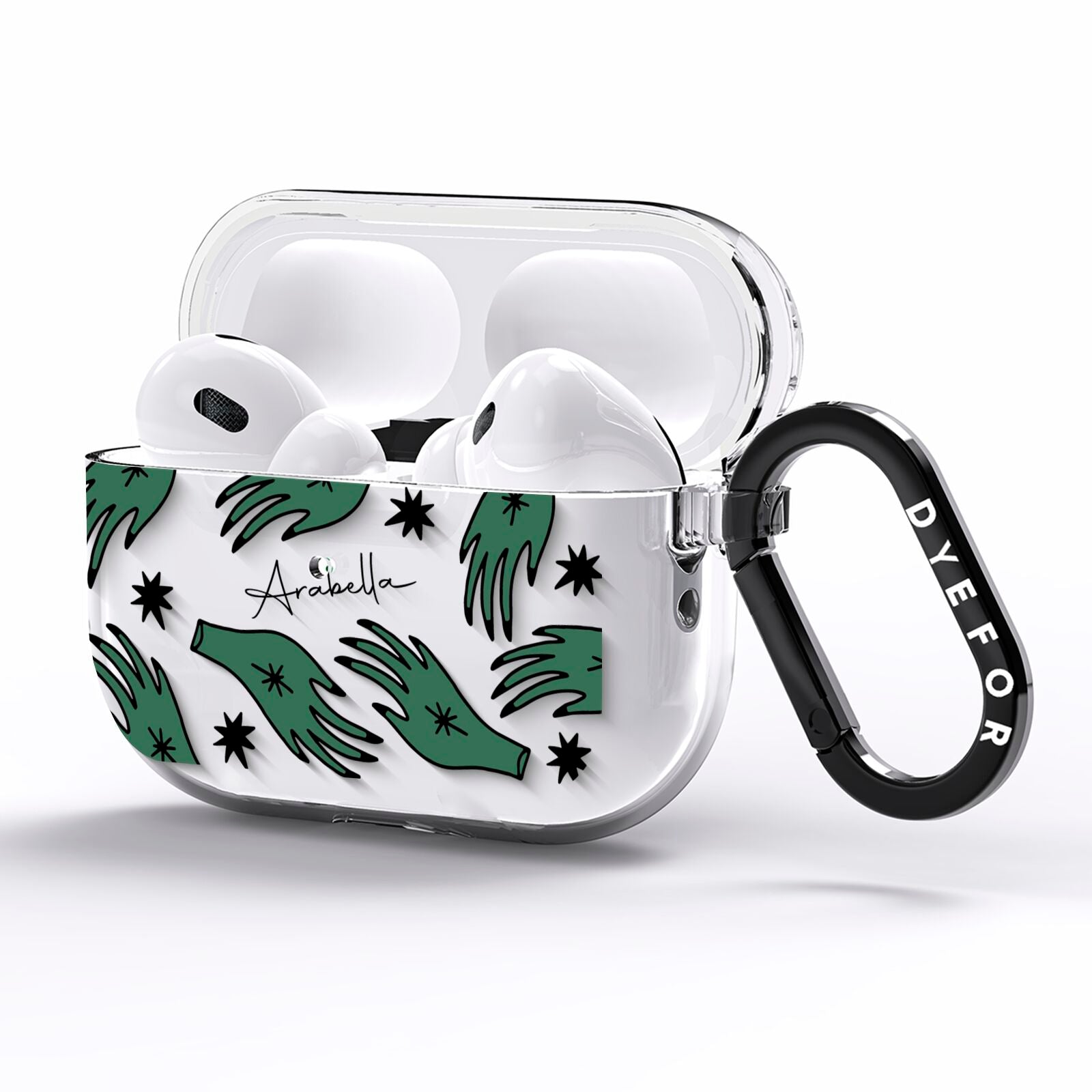 Green Star Hands Personalised AirPods Pro Clear Case Side Image
