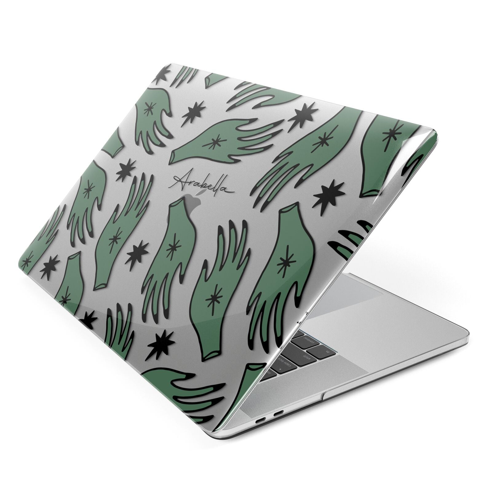 Green Star Hands Personalised Apple MacBook Case Side View