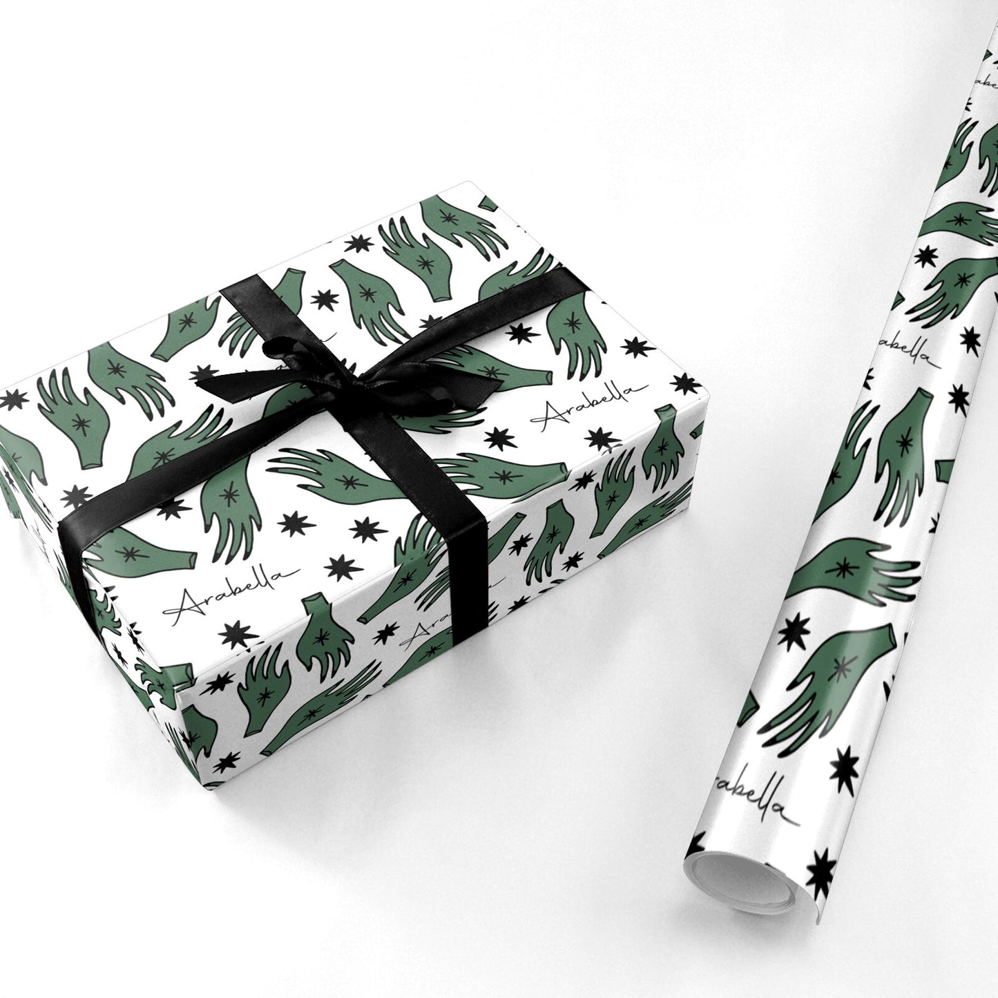 Green Star Hands Personalised Personalised Wrapping Paper