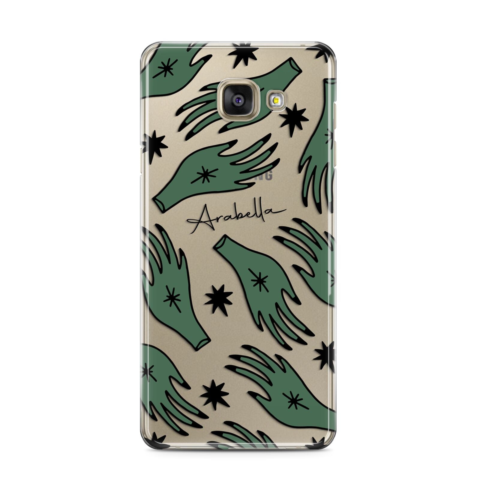 Green Star Hands Personalised Samsung Galaxy A3 2016 Case on gold phone