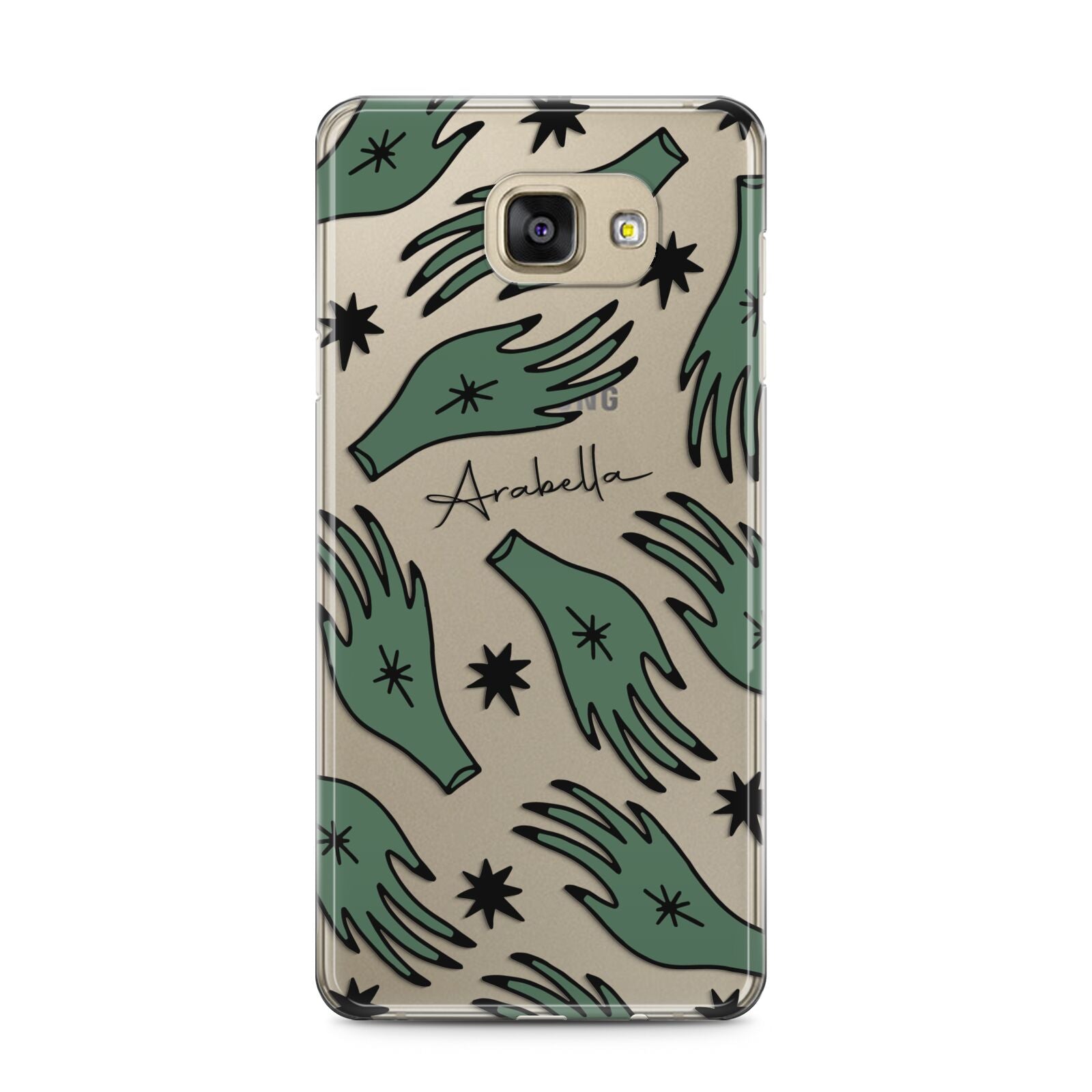 Green Star Hands Personalised Samsung Galaxy A5 2016 Case on gold phone