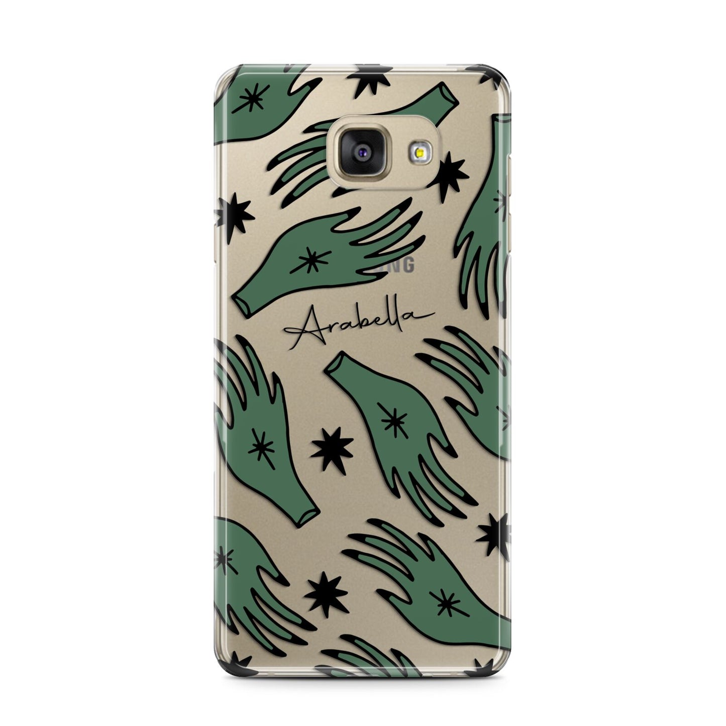 Green Star Hands Personalised Samsung Galaxy A7 2016 Case on gold phone