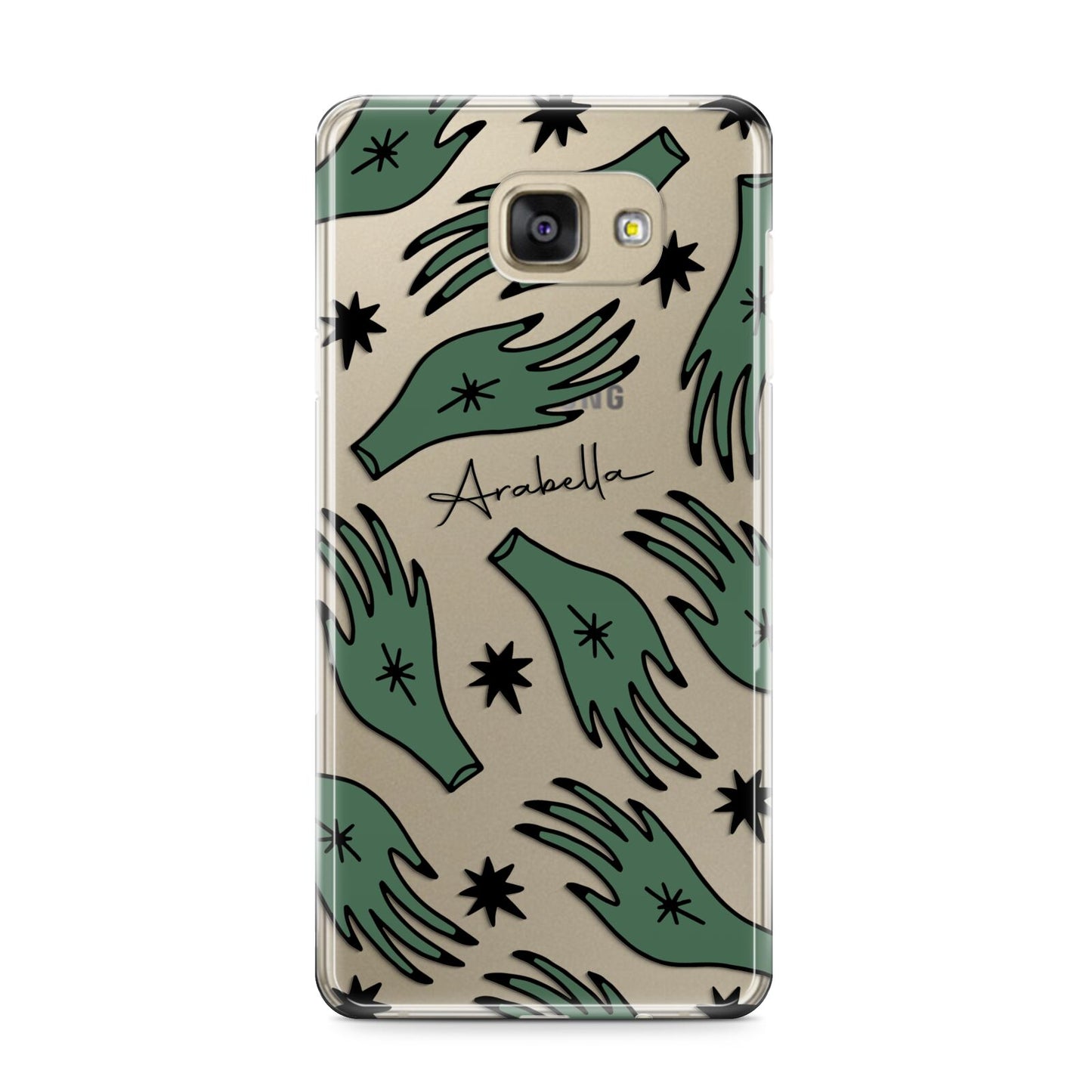 Green Star Hands Personalised Samsung Galaxy A9 2016 Case on gold phone