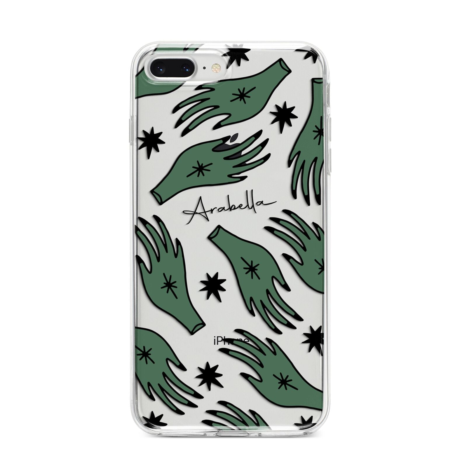 Green Star Hands Personalised iPhone 8 Plus Bumper Case on Silver iPhone