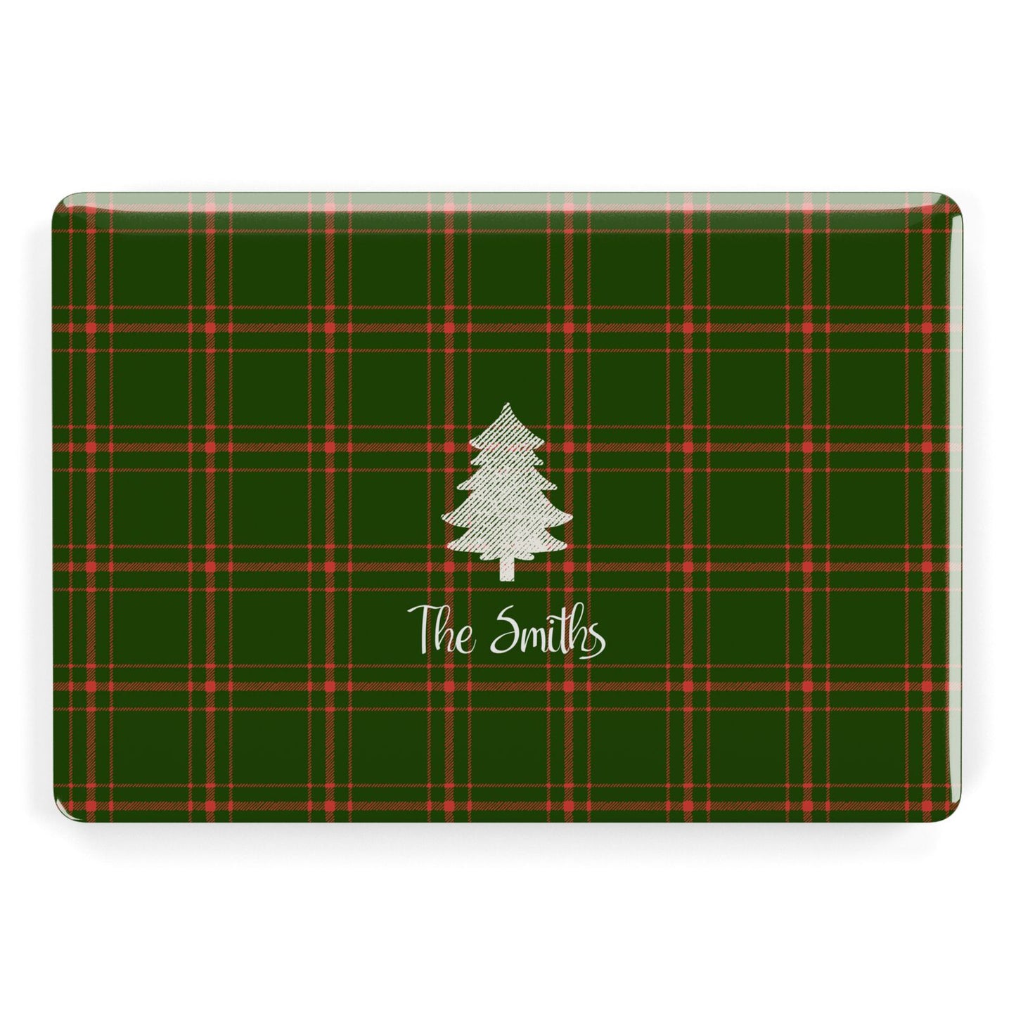 Green Tartan Christmas Tree Personalised Apple MacBook Case