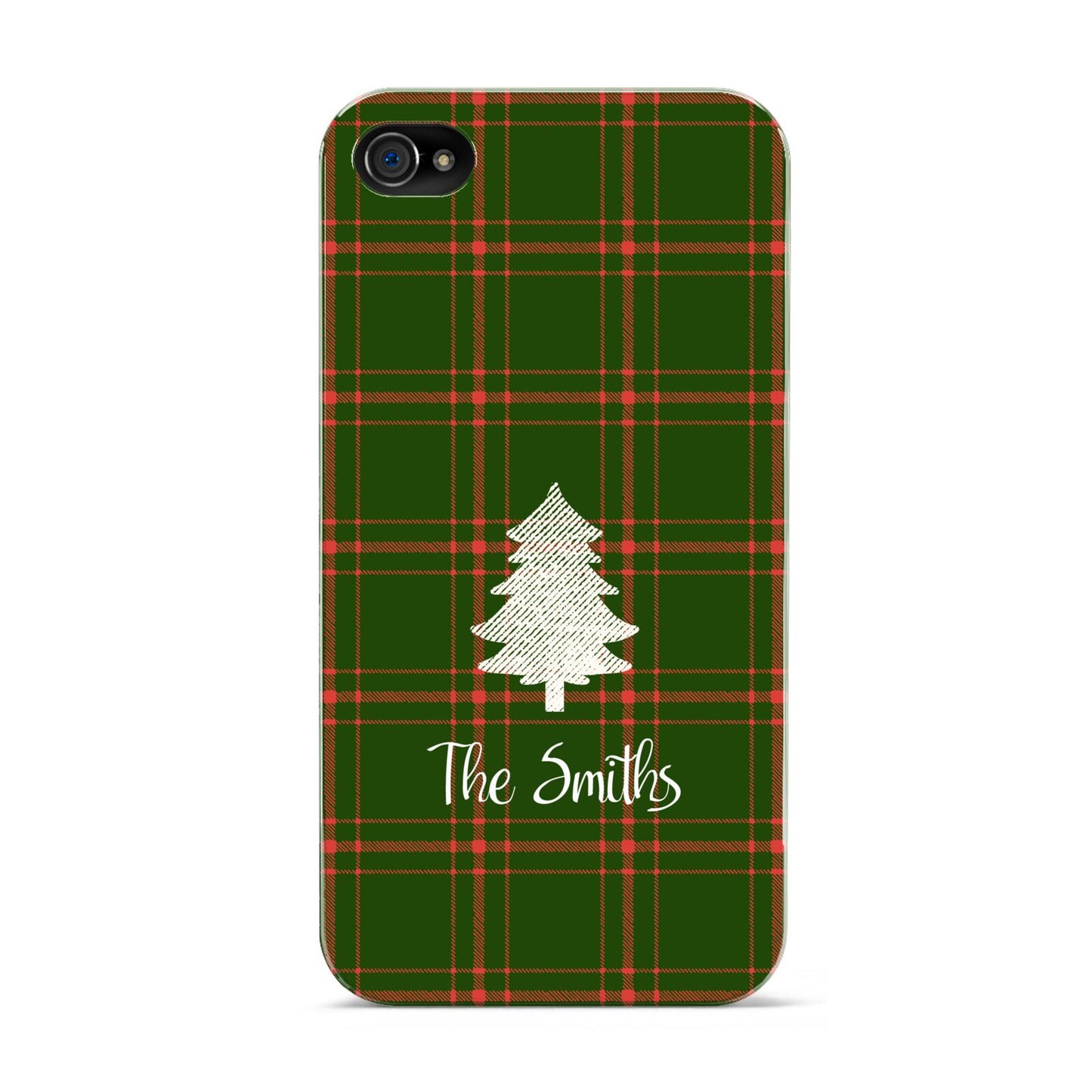 Green Tartan Christmas Tree Personalised Apple iPhone 4s Case