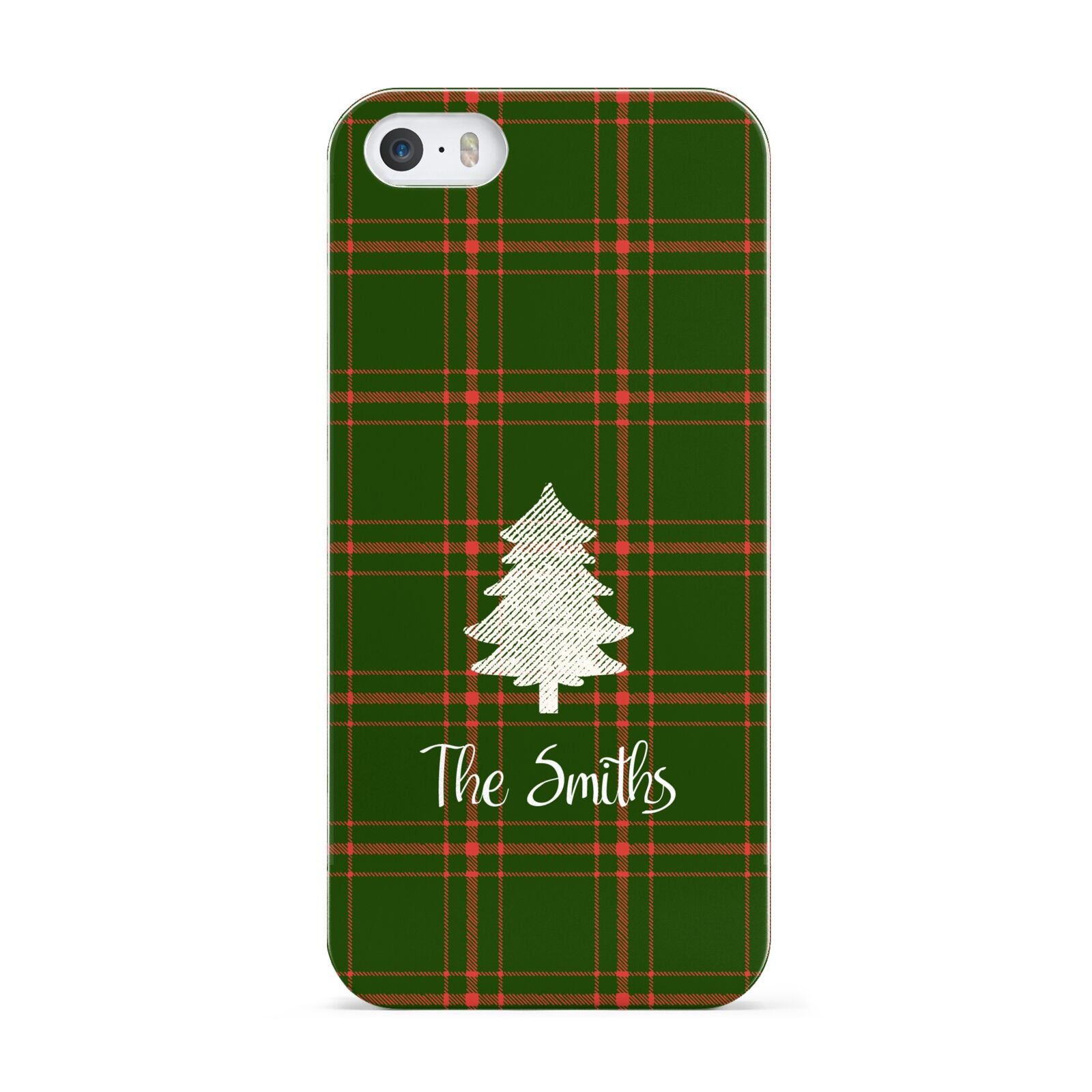 Green Tartan Christmas Tree Personalised Apple iPhone 5 Case