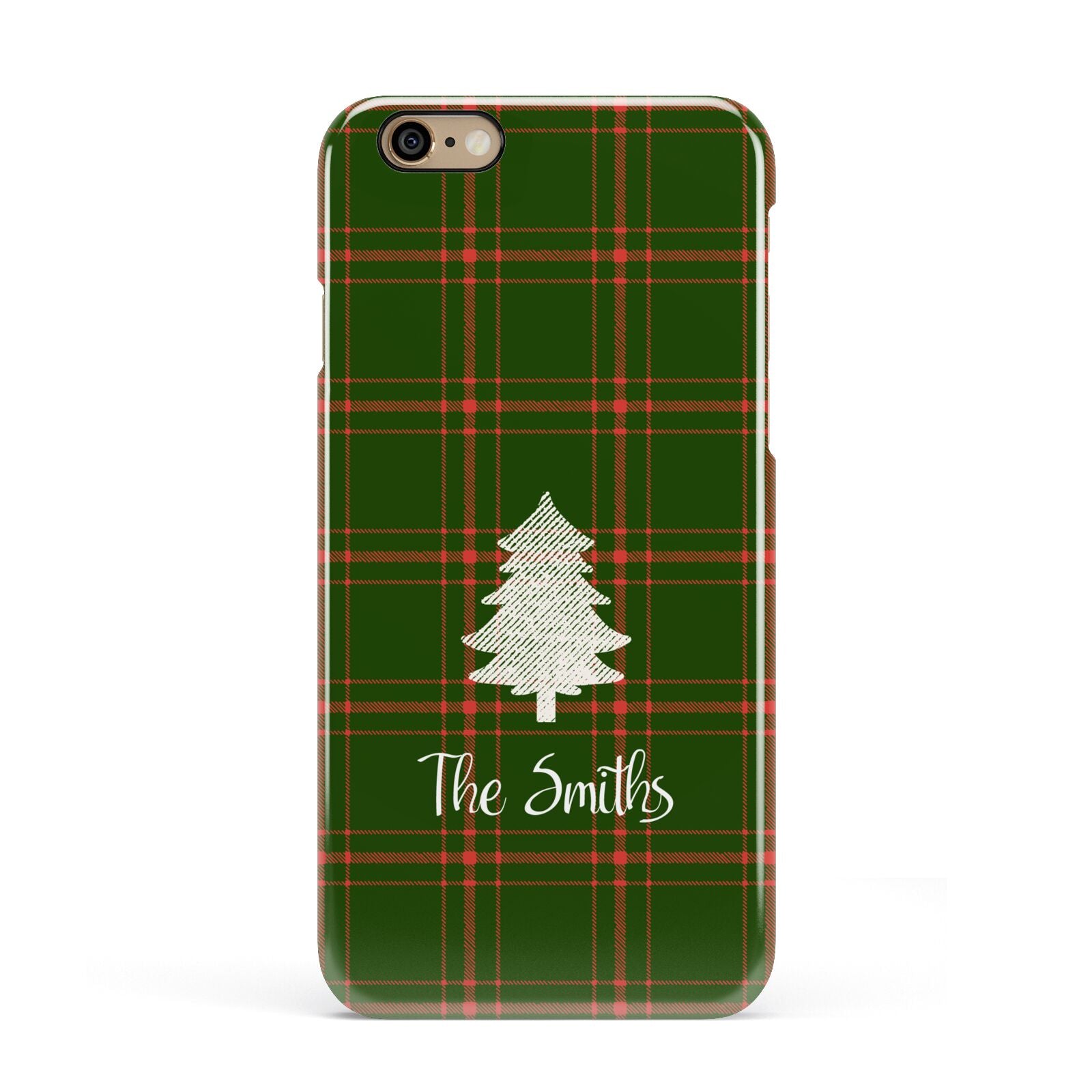 Green Tartan Christmas Tree Personalised Apple iPhone 6 3D Snap Case