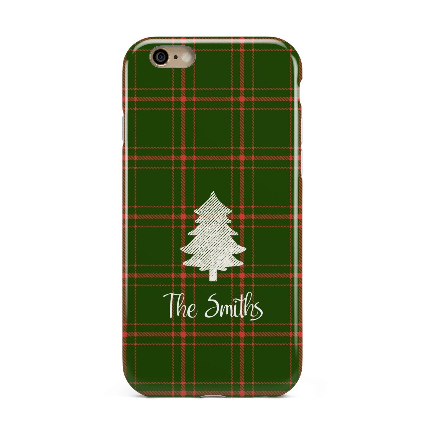 Green Tartan Christmas Tree Personalised Apple iPhone 6 3D Tough Case