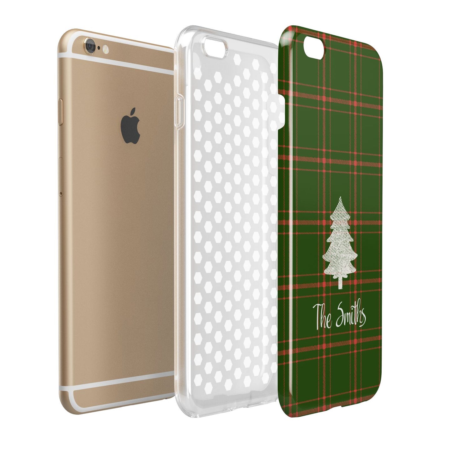 Green Tartan Christmas Tree Personalised Apple iPhone 6 Plus 3D Tough Case Expand Detail Image