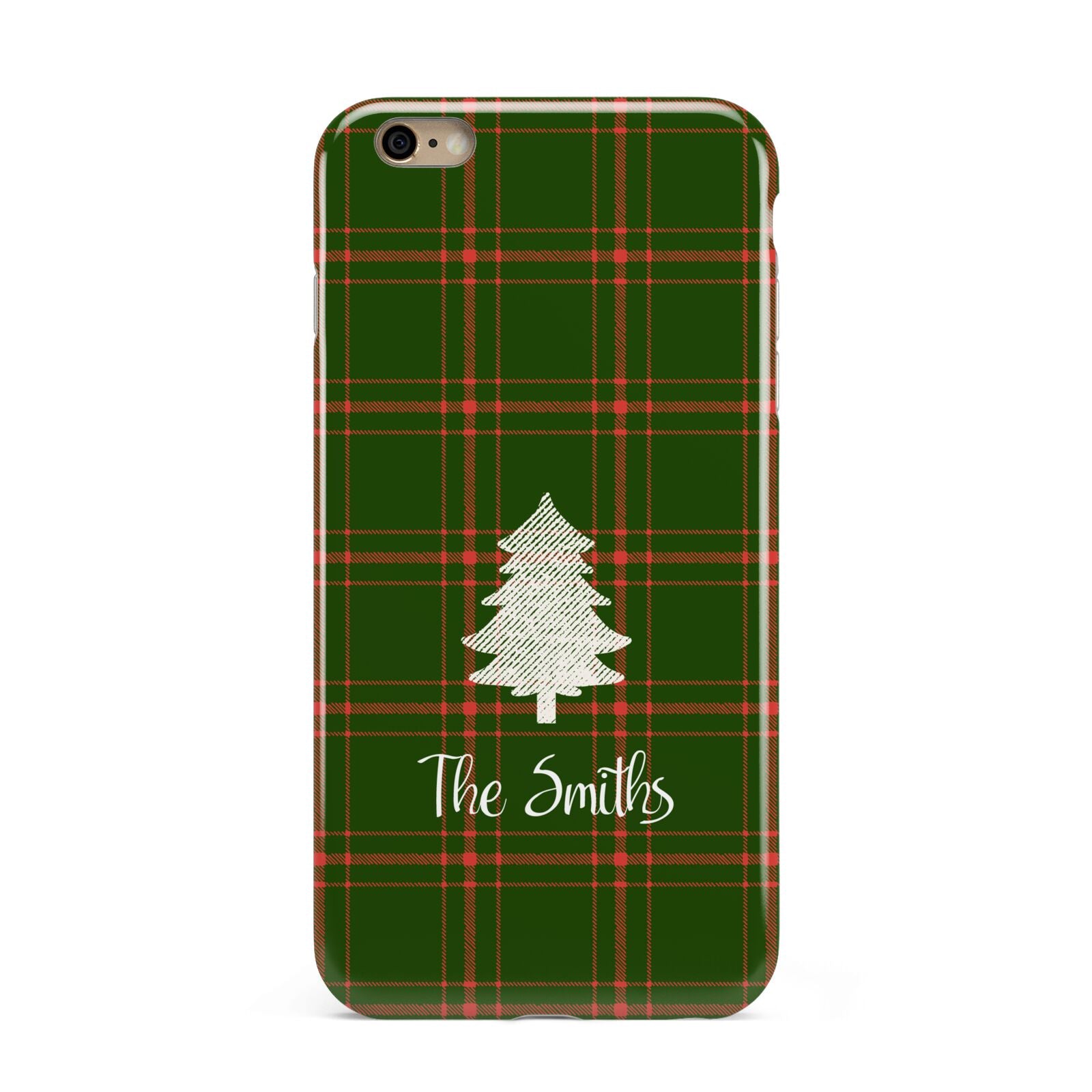 Green Tartan Christmas Tree Personalised Apple iPhone 6 Plus 3D Tough Case