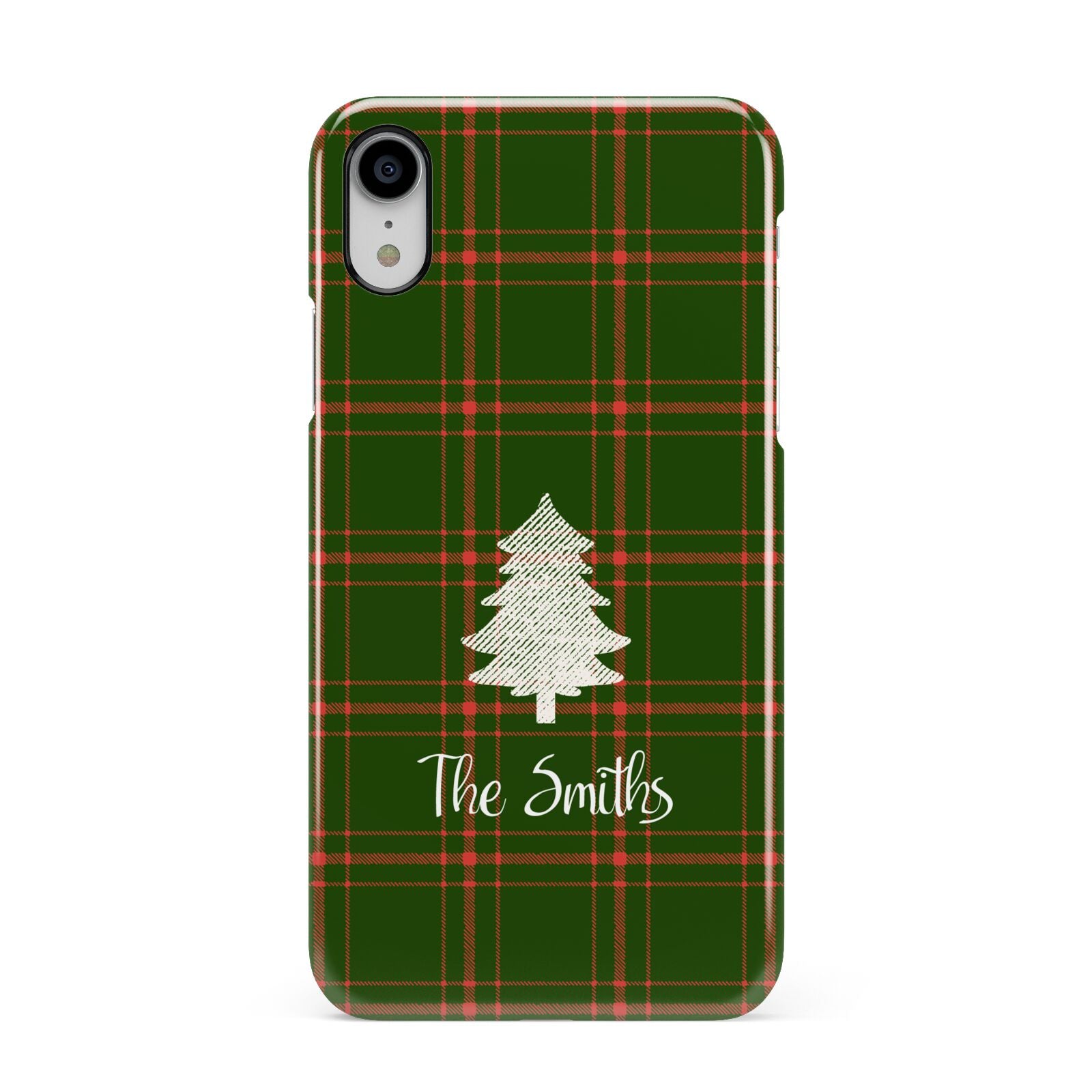 Green Tartan Christmas Tree Personalised Apple iPhone XR White 3D Snap Case