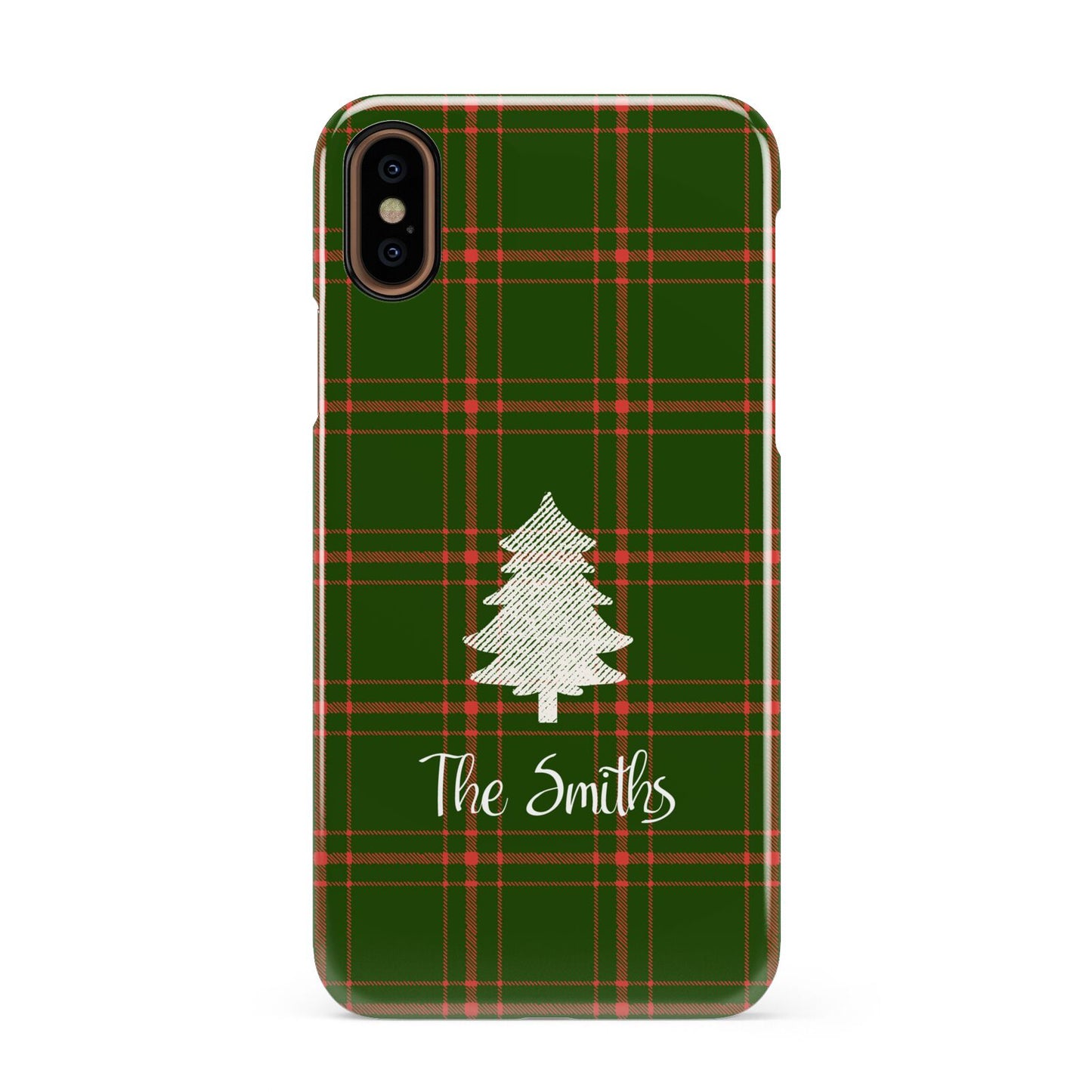 Green Tartan Christmas Tree Personalised Apple iPhone XS 3D Snap Case