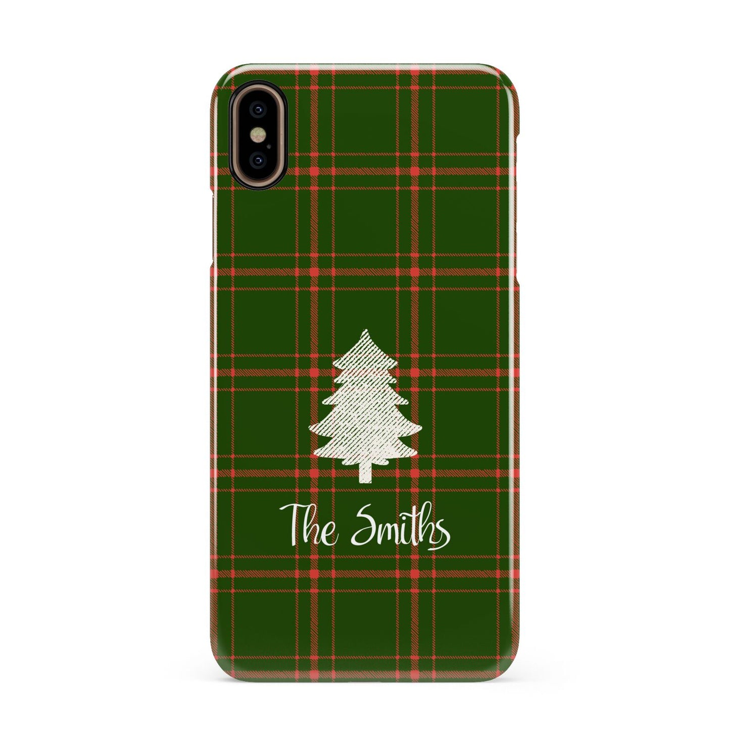 Green Tartan Christmas Tree Personalised Apple iPhone Xs Max 3D Snap Case