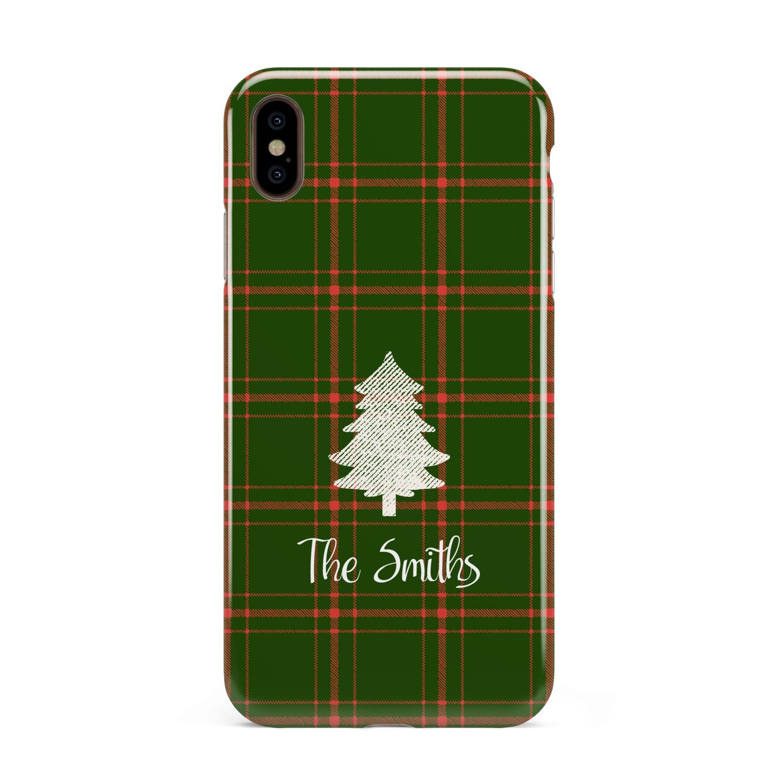 Green Tartan Christmas Tree Personalised Apple iPhone Xs Max 3D Tough Case