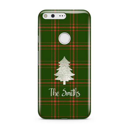 Green Tartan Christmas Tree Personalised Google Pixel Case