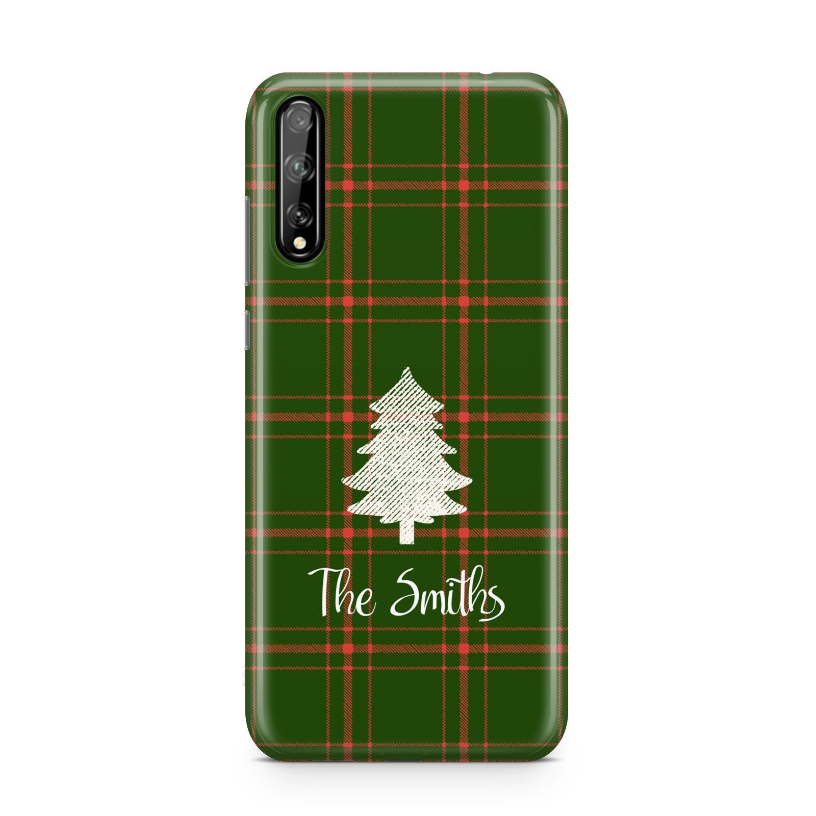 Green Tartan Christmas Tree Personalised Huawei Enjoy 10s Phone Case