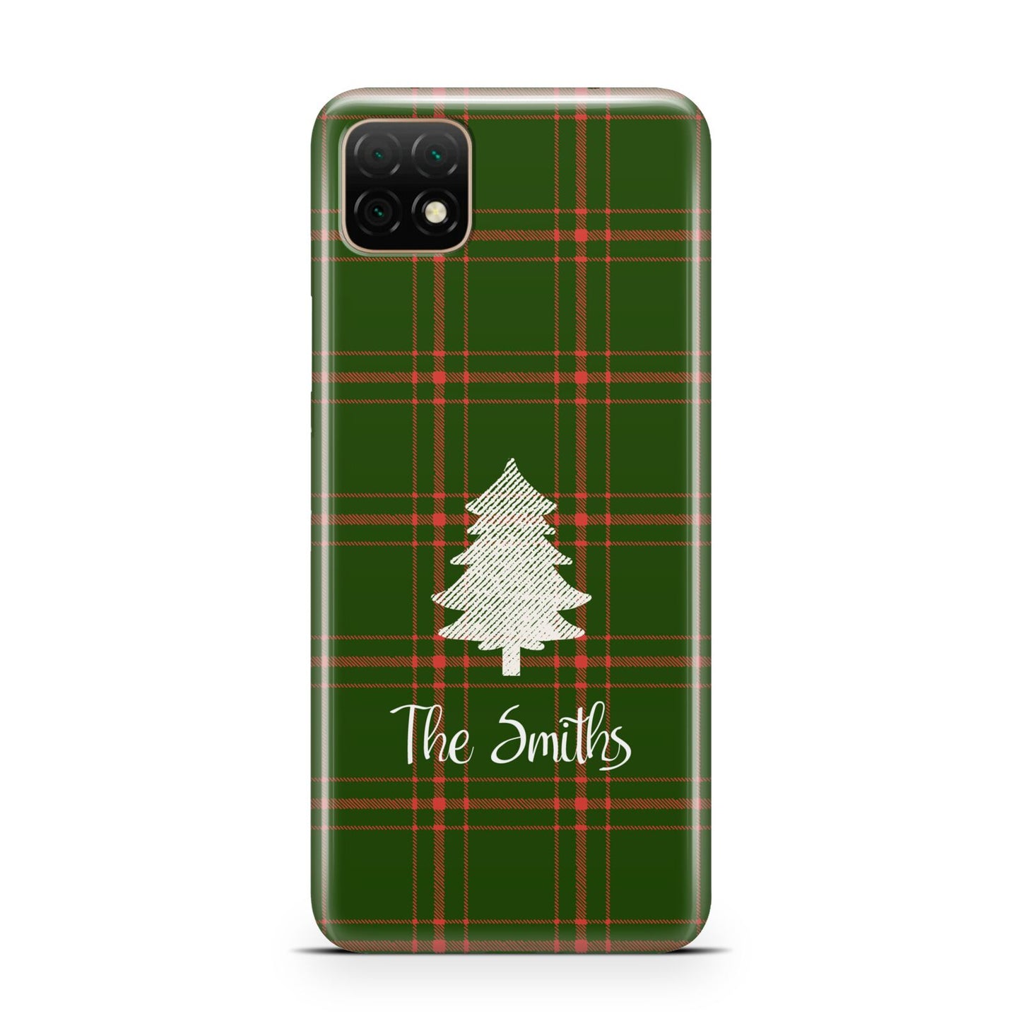 Green Tartan Christmas Tree Personalised Huawei Enjoy 20 Phone Case