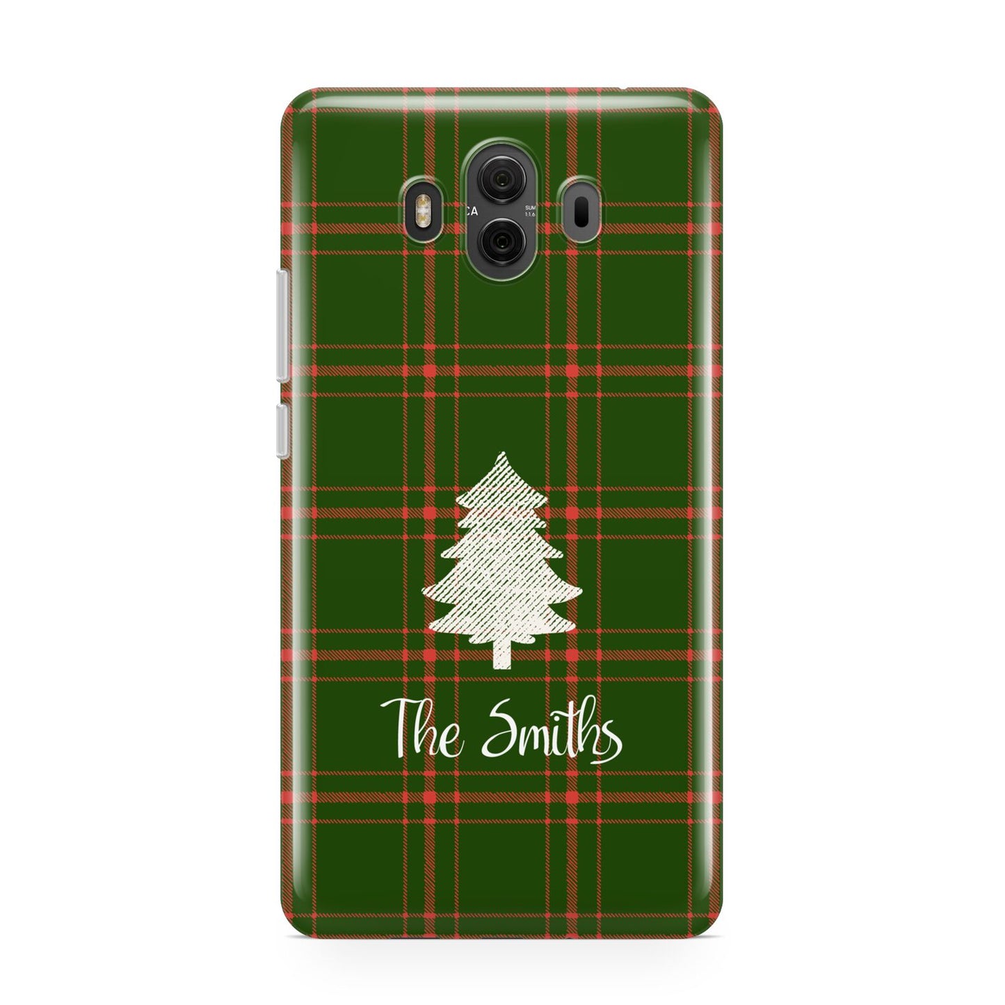 Green Tartan Christmas Tree Personalised Huawei Mate 10 Protective Phone Case