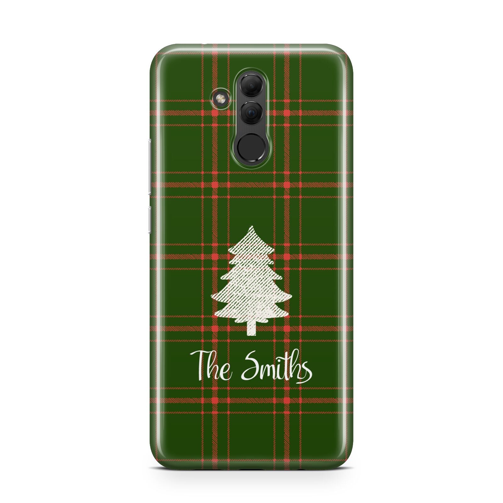 Green Tartan Christmas Tree Personalised Huawei Mate 20 Lite