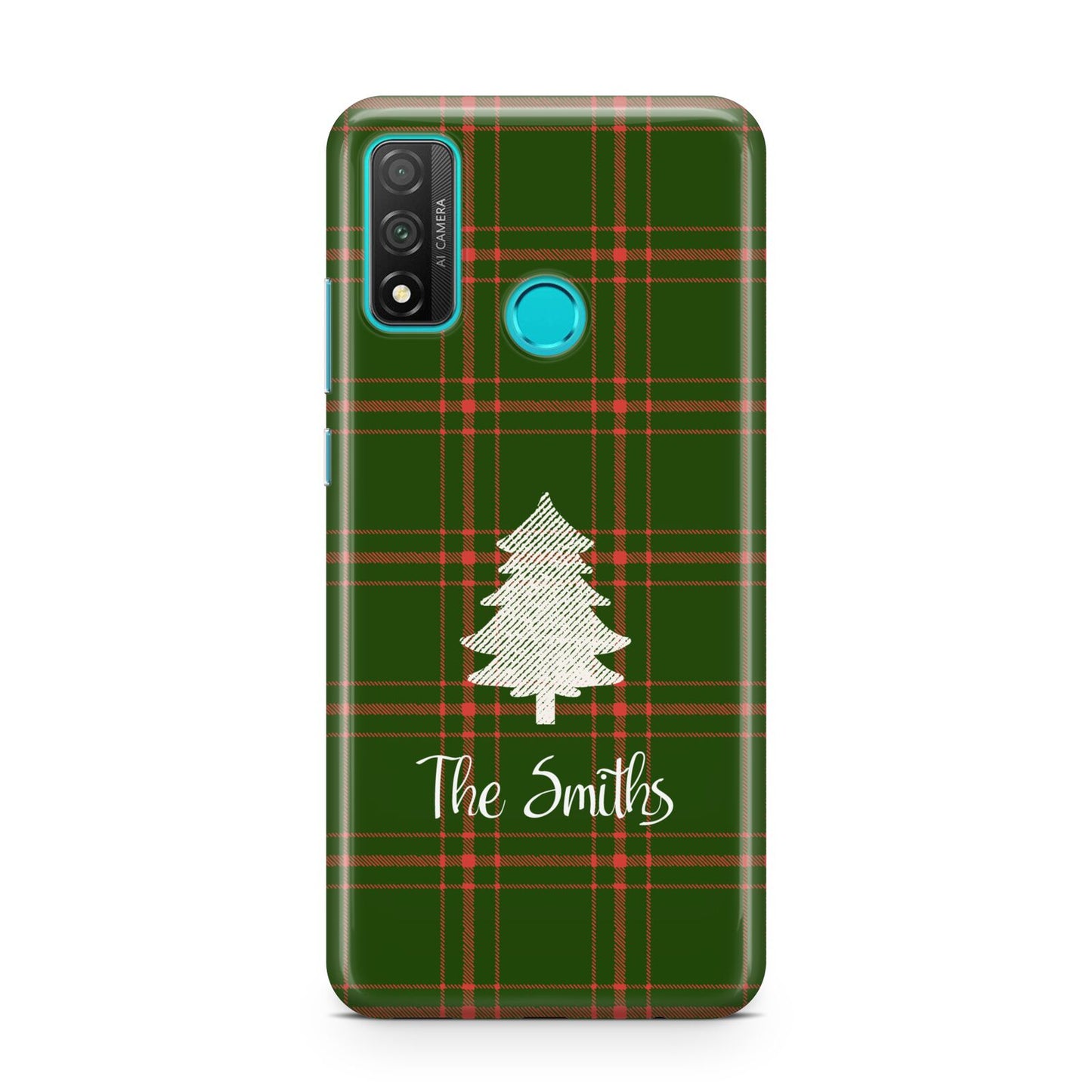 Green Tartan Christmas Tree Personalised Huawei P Smart 2020