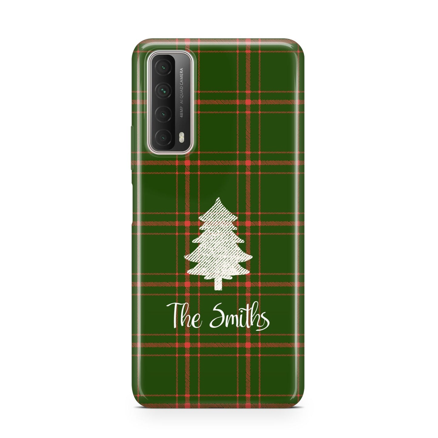 Green Tartan Christmas Tree Personalised Huawei P Smart 2021