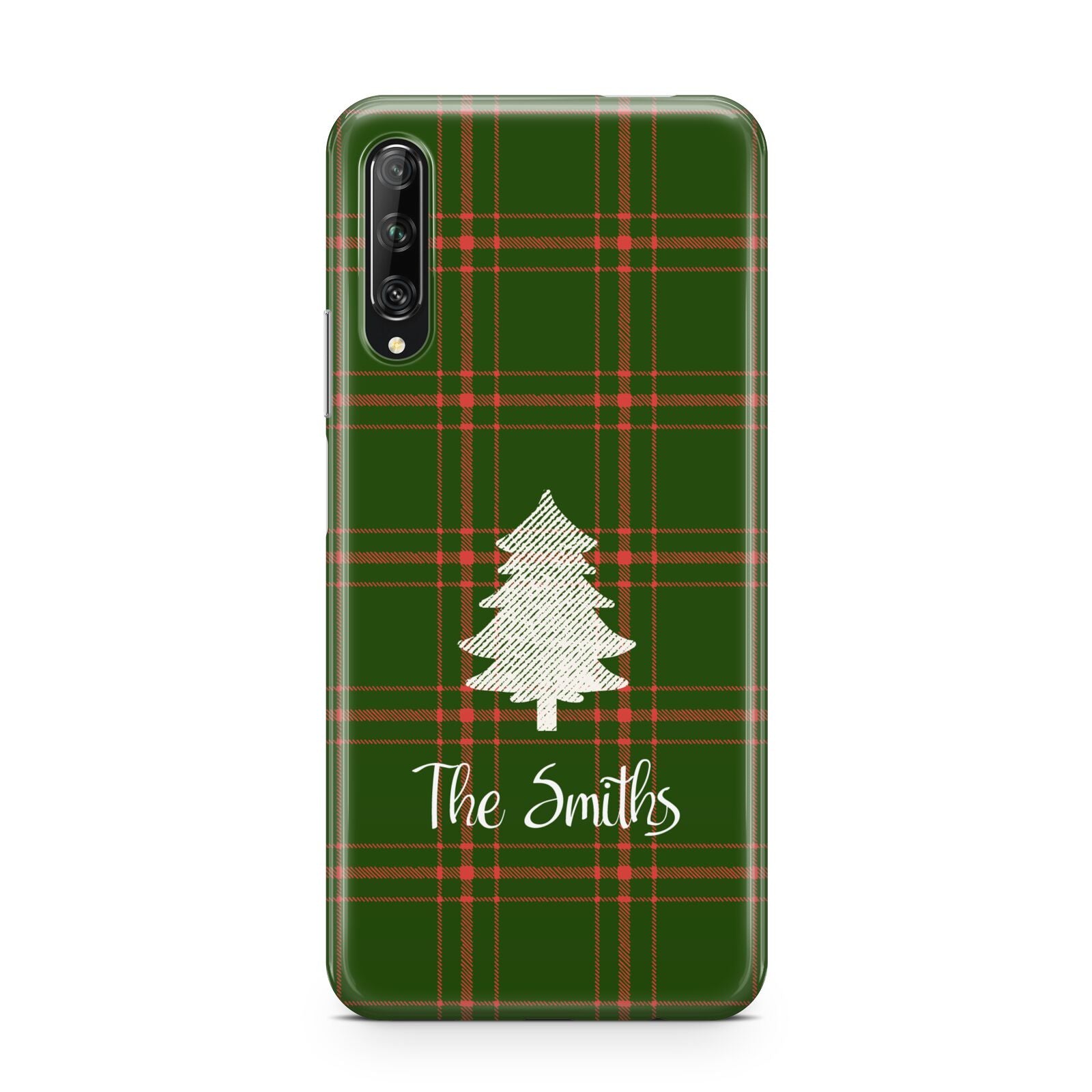 Green Tartan Christmas Tree Personalised Huawei P Smart Pro 2019