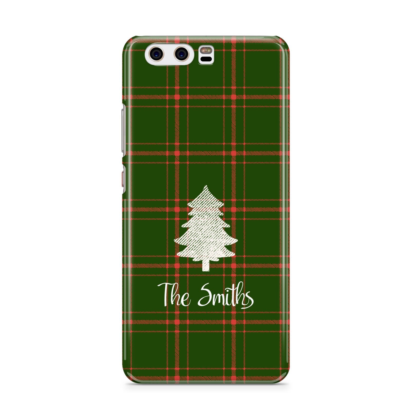 Green Tartan Christmas Tree Personalised Huawei P10 Phone Case