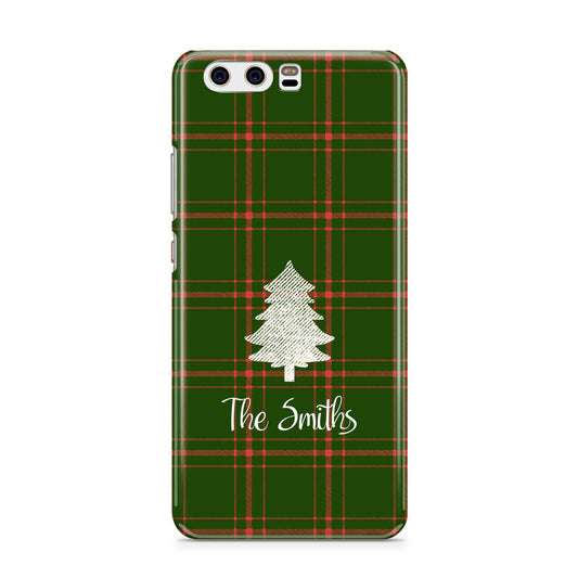 Green Tartan Christmas Tree Personalised Huawei P10 Phone Case