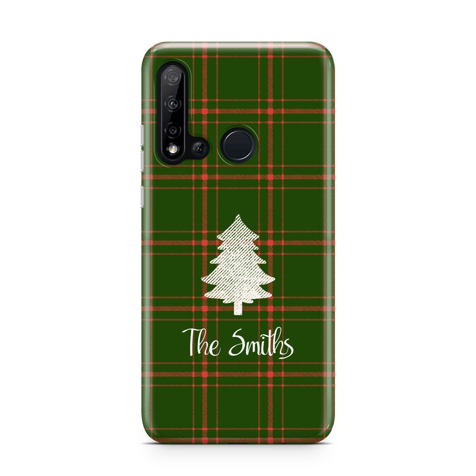 Green Tartan Christmas Tree Personalised Huawei P20 Lite 5G Phone Case