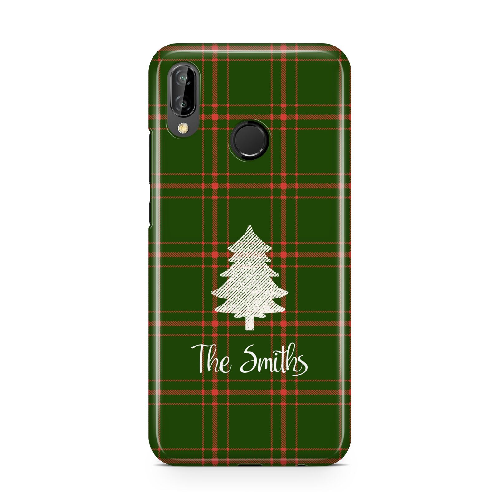 Green Tartan Christmas Tree Personalised Huawei P20 Lite Phone Case