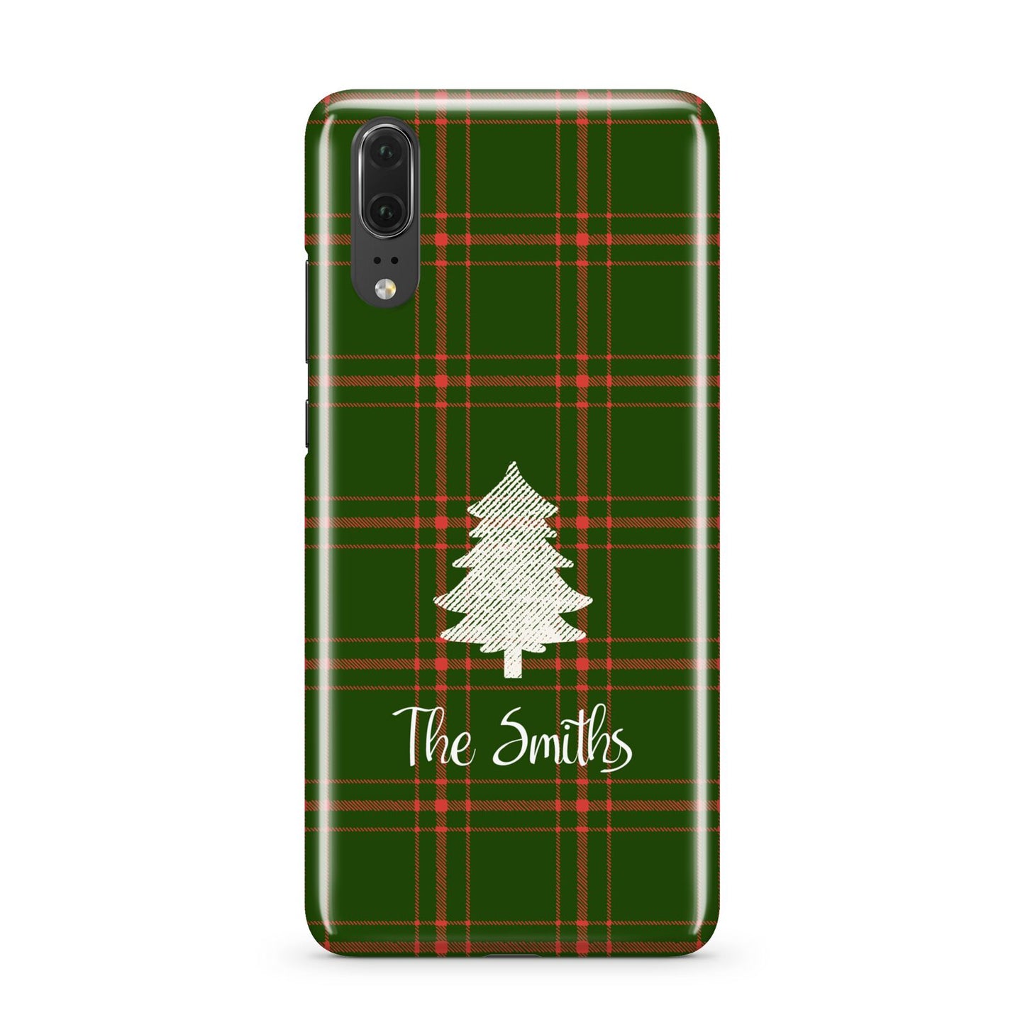 Green Tartan Christmas Tree Personalised Huawei P20 Phone Case