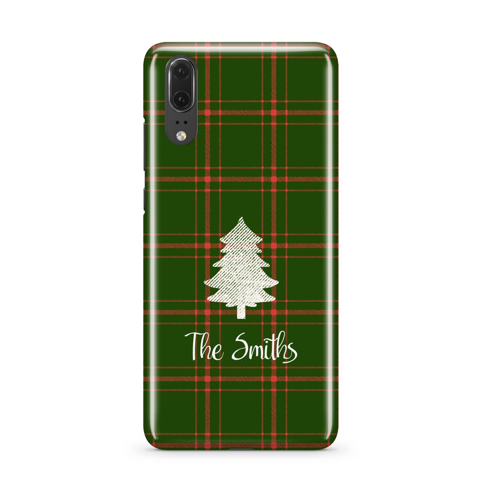 Green Tartan Christmas Tree Personalised Huawei P20 Phone Case