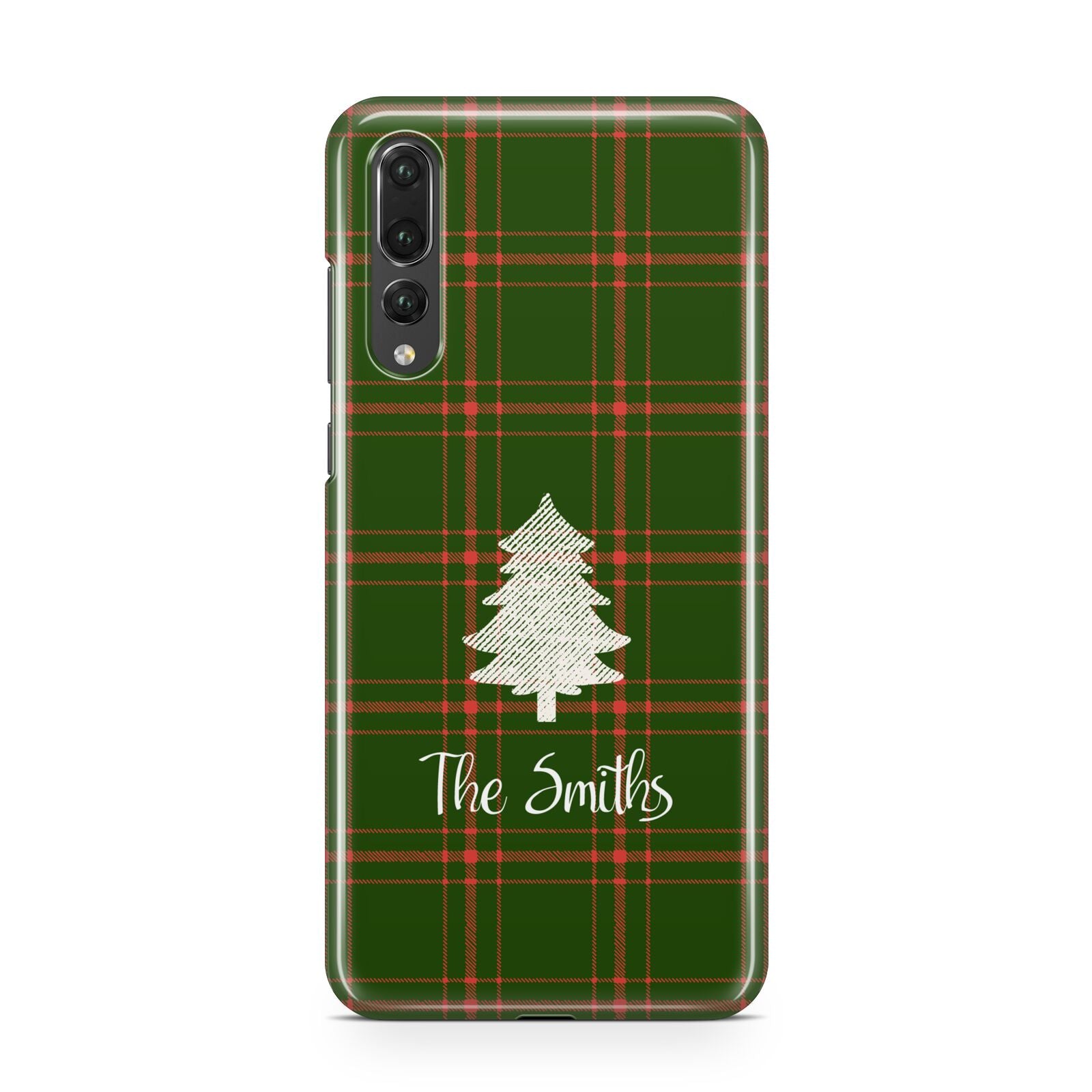 Green Tartan Christmas Tree Personalised Huawei P20 Pro Phone Case