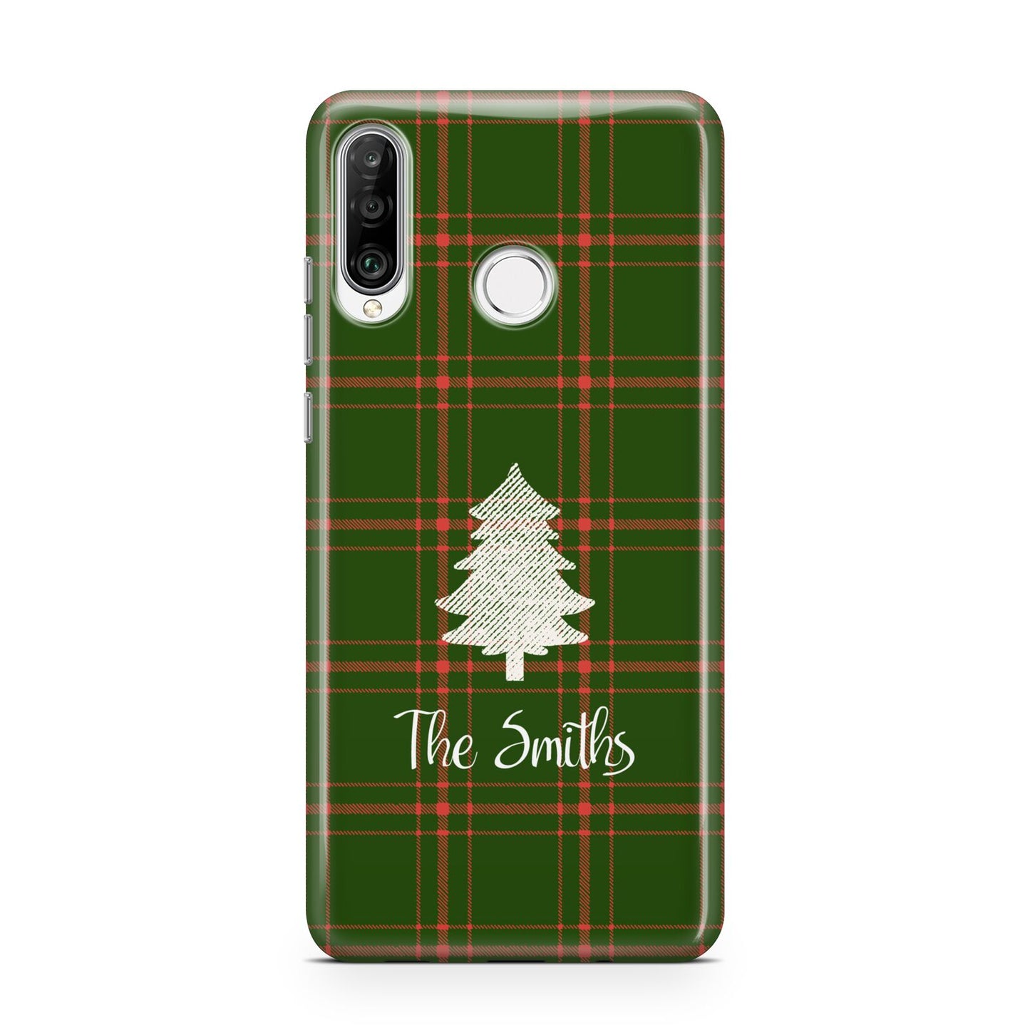 Green Tartan Christmas Tree Personalised Huawei P30 Lite Phone Case