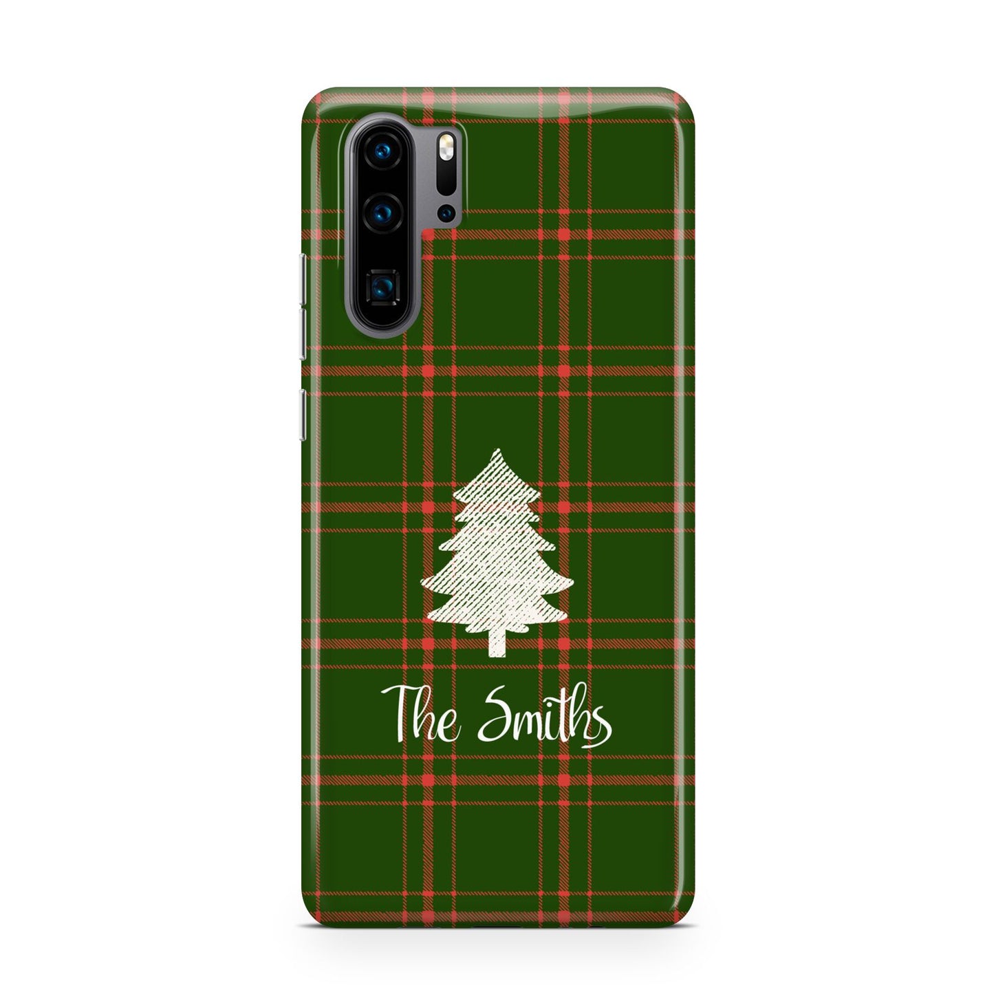 Green Tartan Christmas Tree Personalised Huawei P30 Pro Phone Case